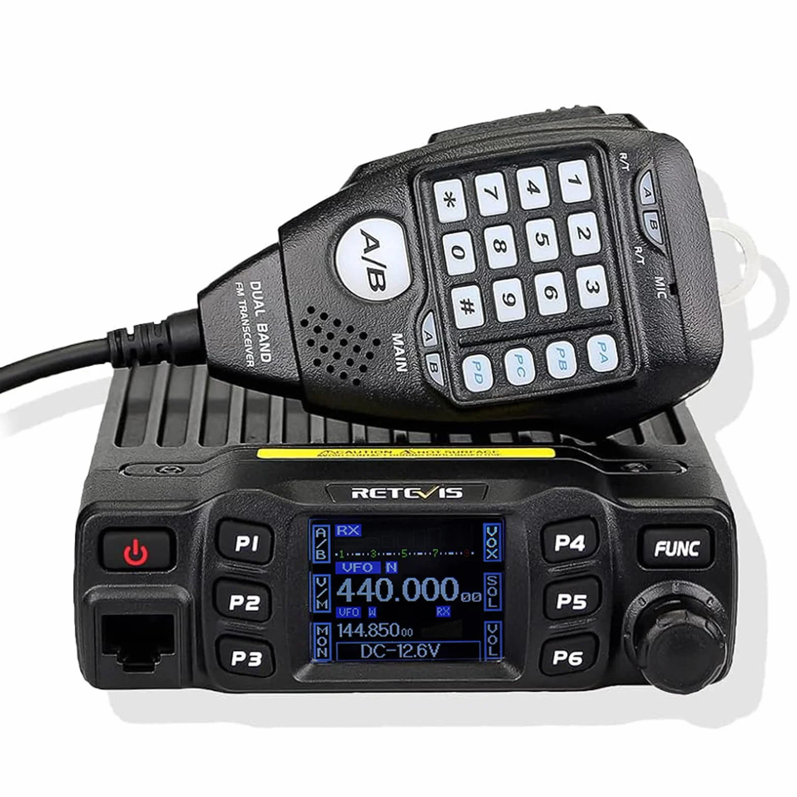 Retevis RT95 Emisoras Coche Doble Banda de Radioaficionado, Profesional, Canales DTMF TFT con Función Escaneo y Contraseña Mini Móvil