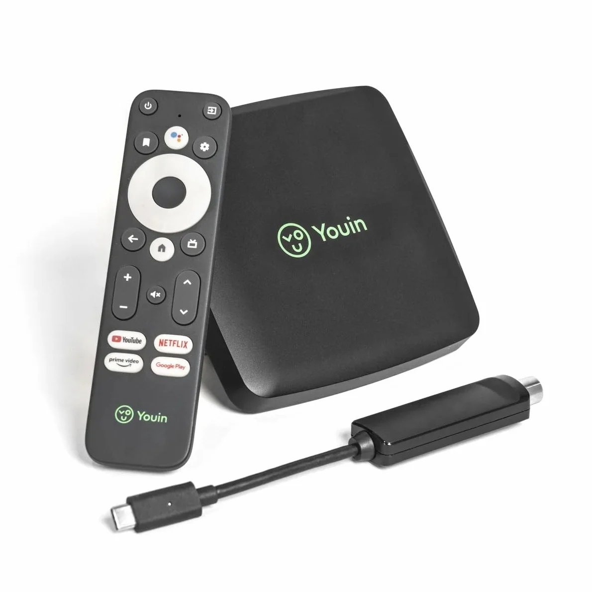 YOUIN EN1060K Receptor Android TV 4K UHD DVB-T2 HDMI WiFi Bluetooth 2GB RAM 8GB ROM Chromecast Mando Voz Guía EPG Grabación USB-C