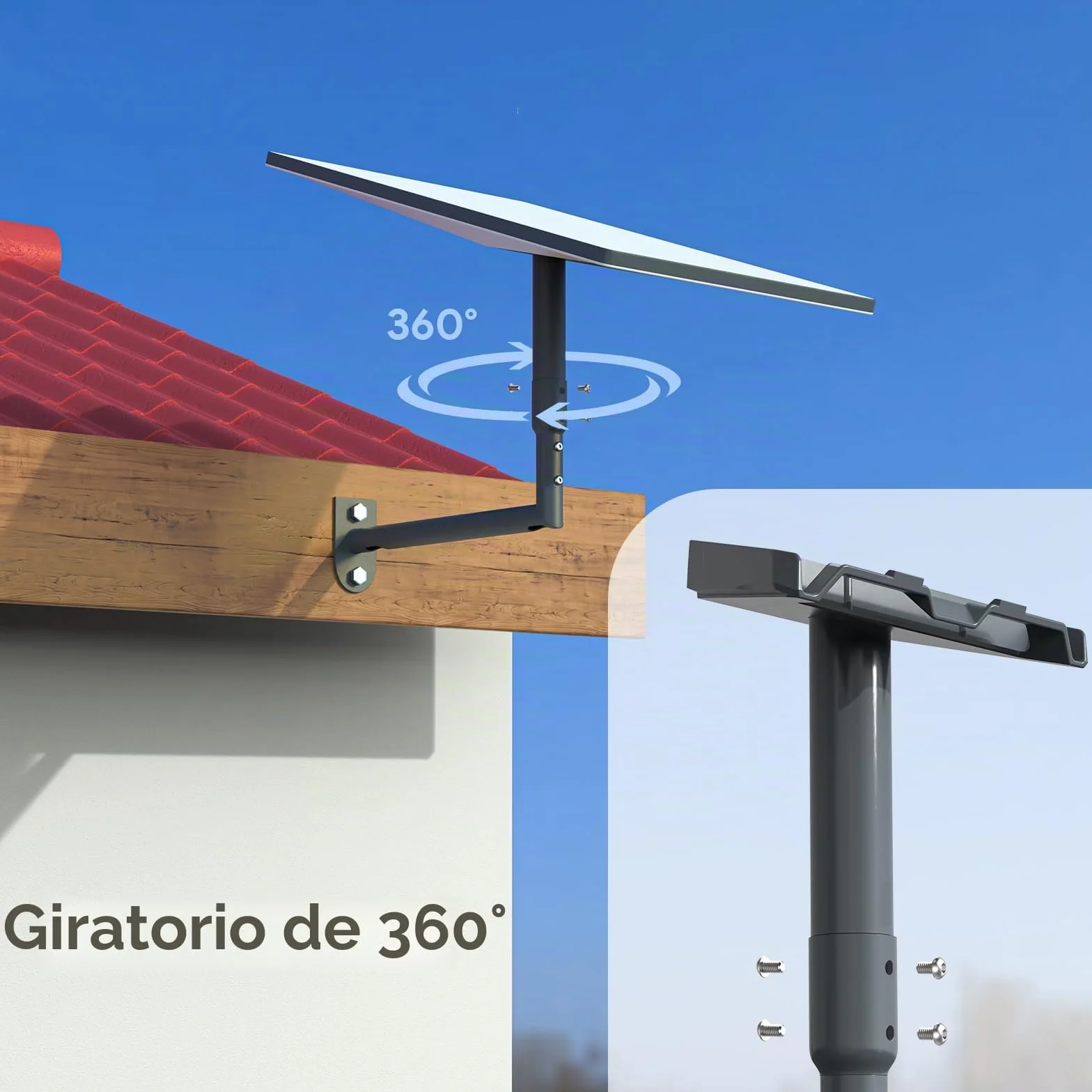 Soporte Starlink Gen 3, soporte de pared Starlink ajustable 360° SURVADV, kit de montaje en poste Star Link V3 con adaptador de tubo Gen 3 compatible con Starlink Standard Dishy y Starlink Mini