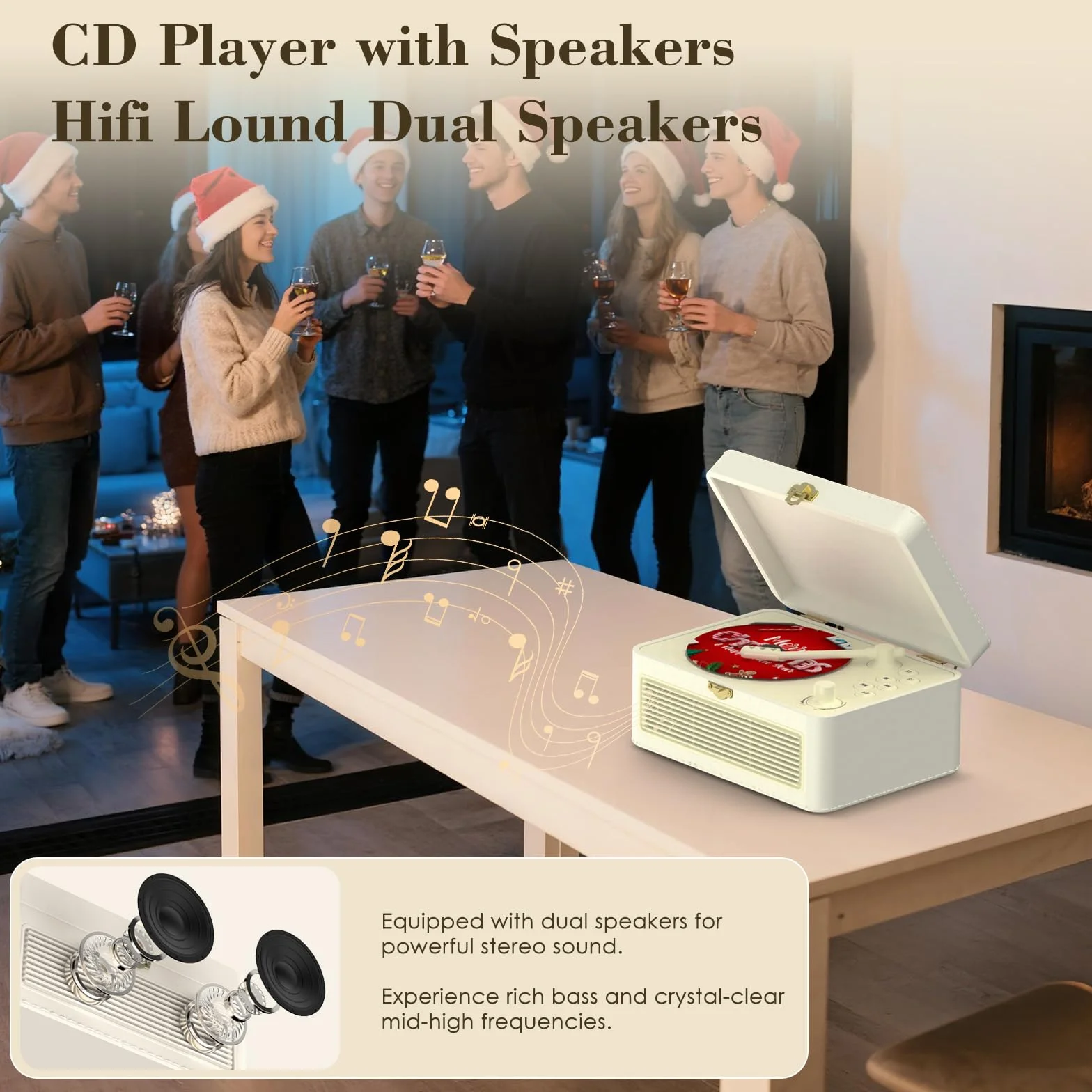 Reproductor de CD Portatil Bluetooth: Kegaudio Reproductor CD con Altavoces Radio y Mando a Distancia Soporte Reproducción USB/AUX Toma de Auriculares PU Blanco