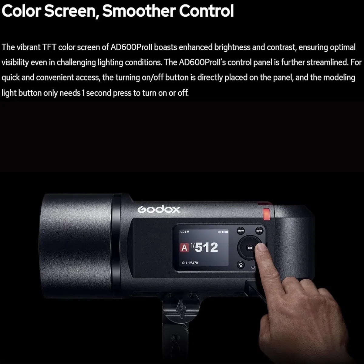 GODOX AD600 Pro II 600W G87 TTL 2,4GHz 1/8000s HSS Flash Exteriores,Tiempo de Reciclado 0,01-0,9s,Luz Modelado LED Bicolor de 40W para Canon,Sony,Nikon,Fujifilm,Olympus,Panasonic,Pentax,Leica Cámaras