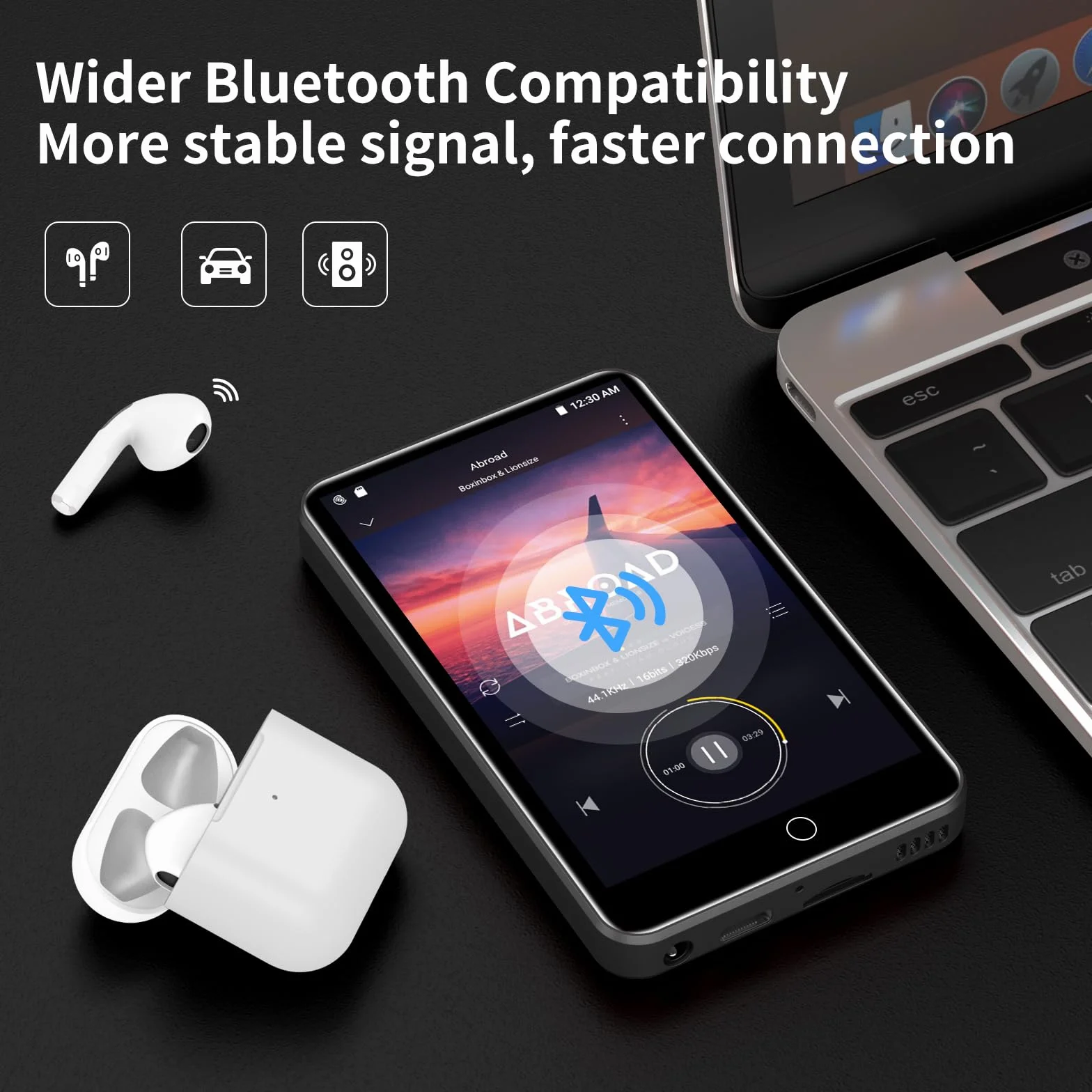 Reproductor MP3 con Spotify, ZAQE 80 GB MP3 Player con Bluetooth y WiFi, Reproductor MP3 con música de Amazon, Deezer, Pantalla táctil de 4 Pulgadas, Reproductor MP4 para niños