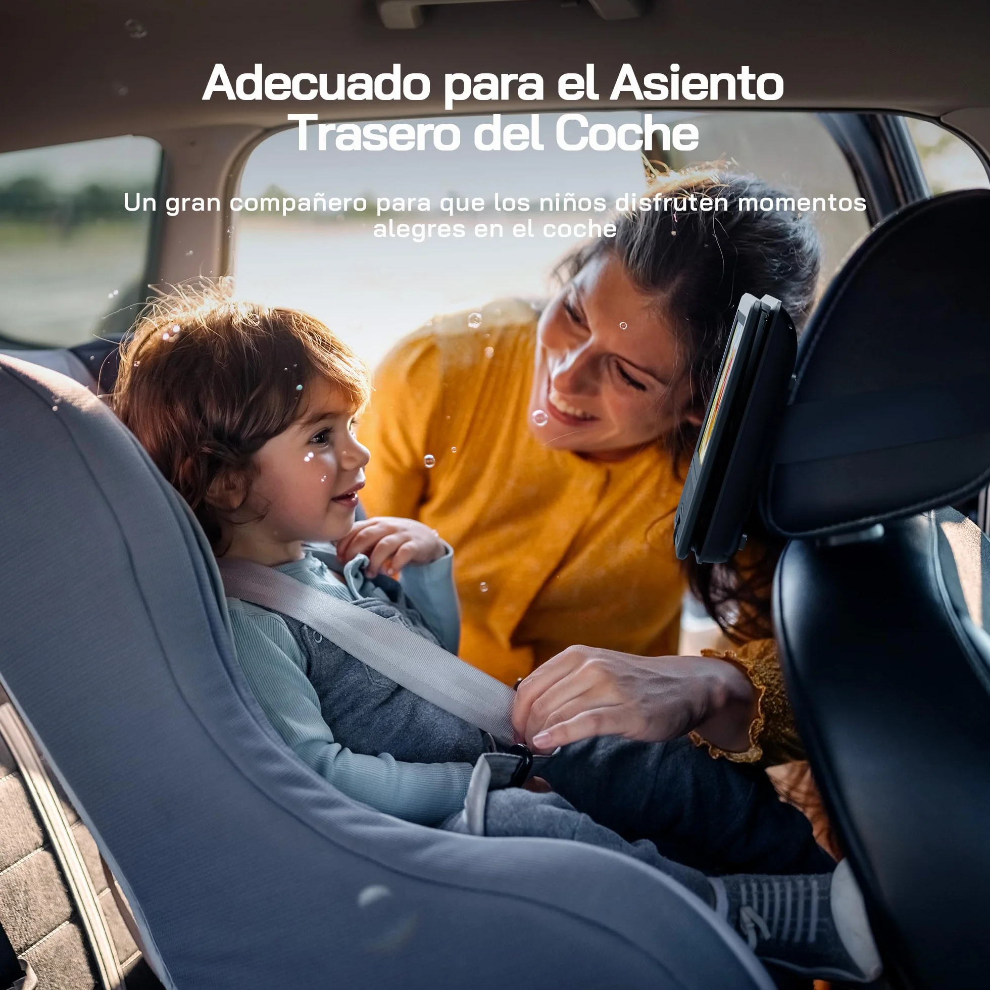WOLFANG Reproductor de DVD Portátil 9,5 Pulgadas para Coche Pantalla HD Giratoria 7,5 Pulgadas Altavoces Estéreo 6h Autonomía