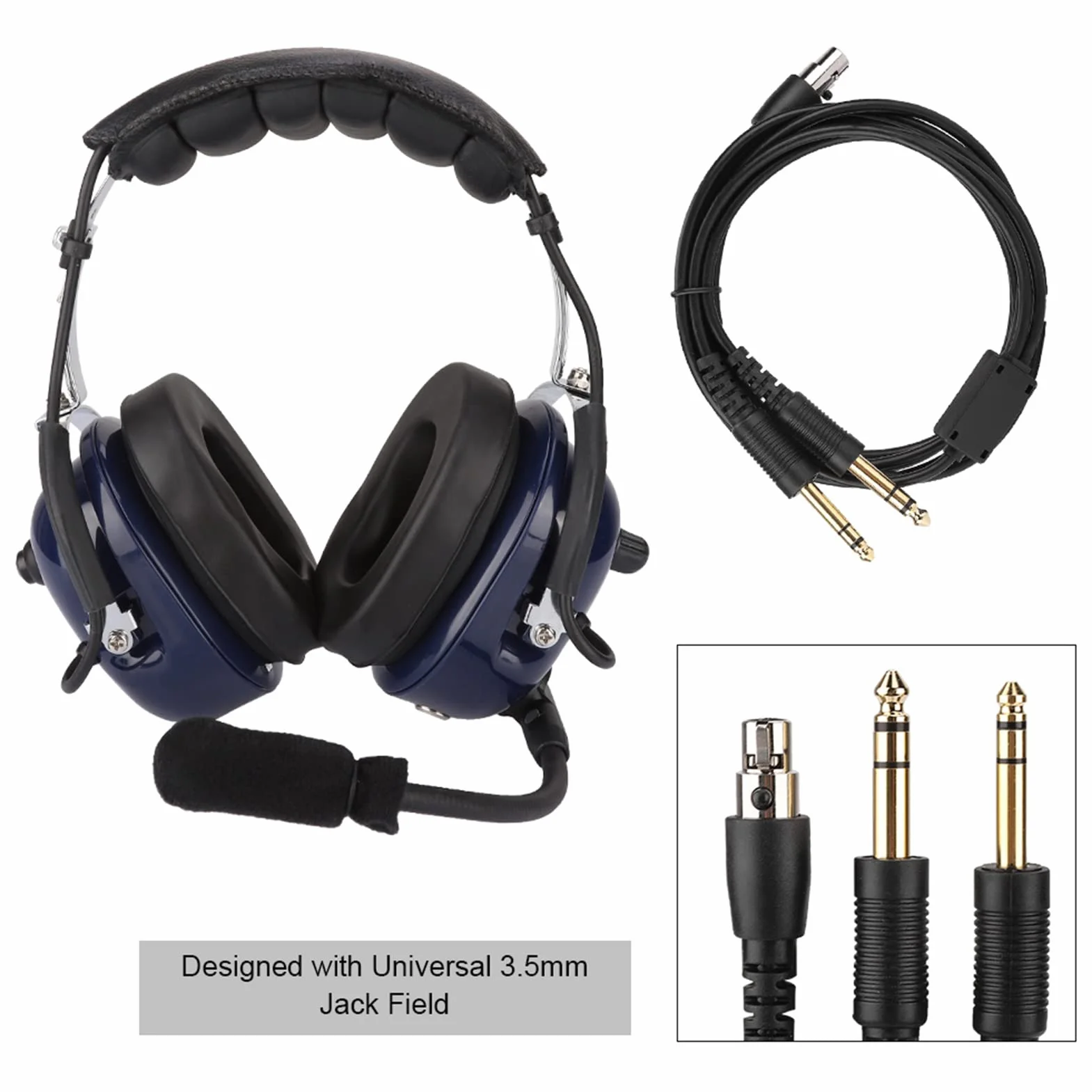 Auriculares de Aviación, Auriculares Piloto de Reducción de Ruido de 24 DB con Espuma de Micrófono a Prueba de Viento y Diadema de Acero Inoxidable, para Pilotos de Aviación