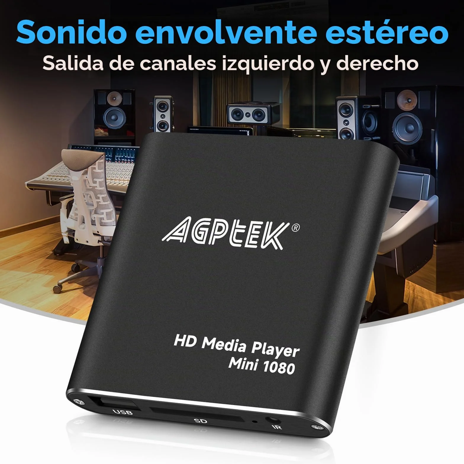 AGPTEK Reproductor Multimedia 1080p HD Mini Media Player HDMI Control Remoto MKV RM USB HDD SD Negro