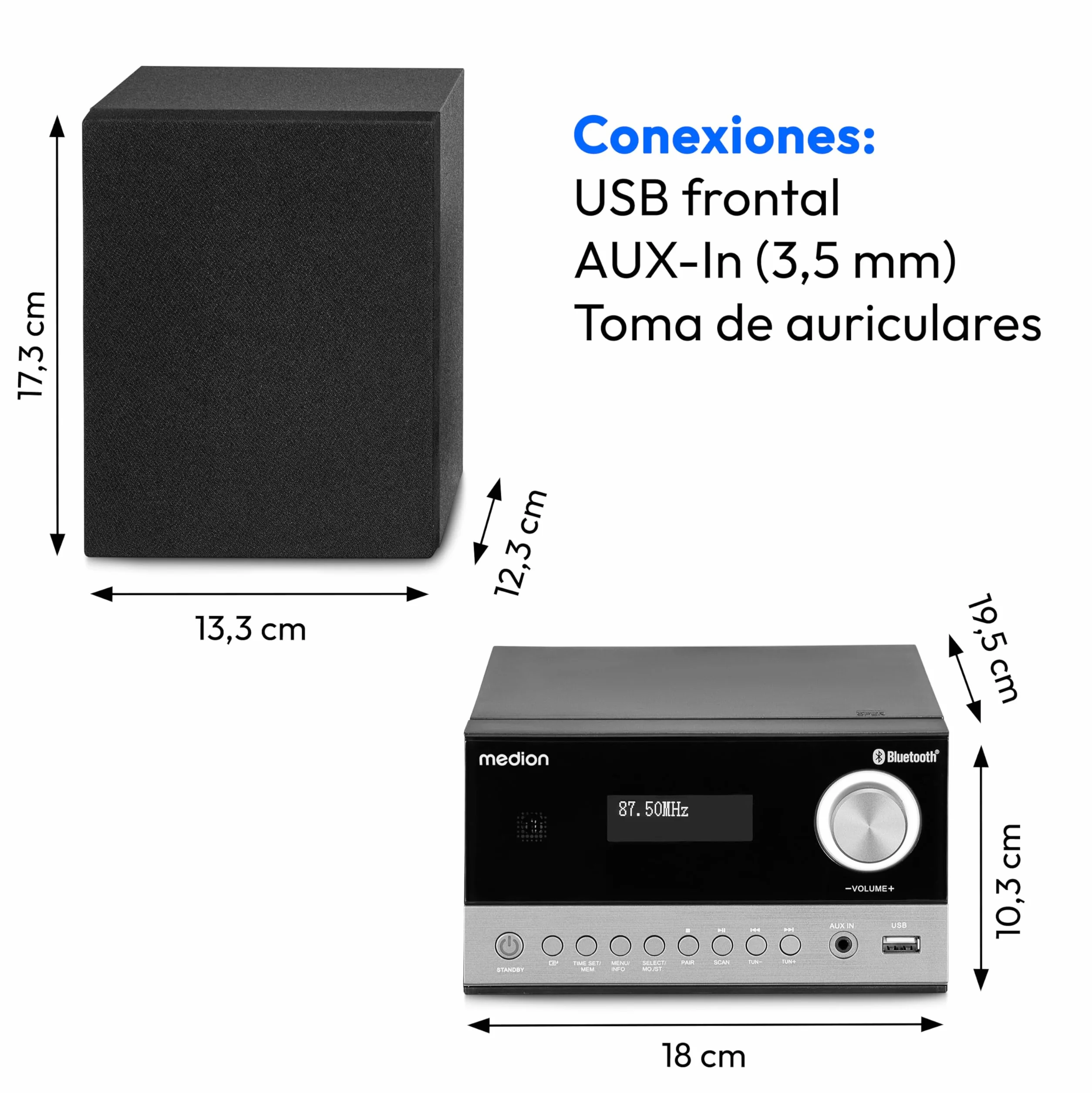 MEDION E64088 Compact Micro Audio System Dab+ CD PLL FM Radio Bluetooth USB MP3 LCD