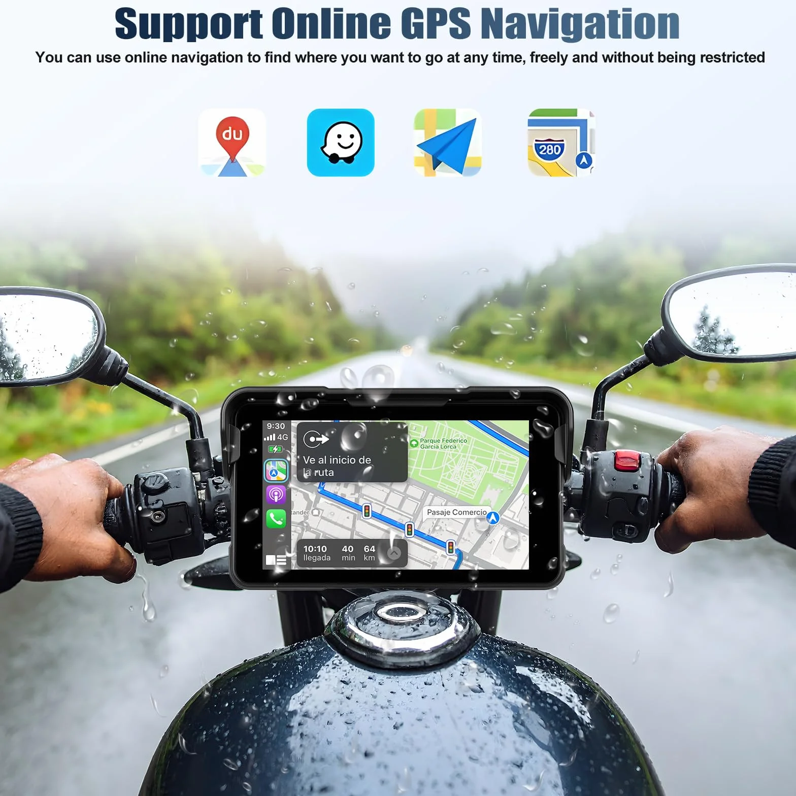 CAMECHO Nuevo 2026 Moto Carplay y Android Auto Wireless para Motocicletas, Pantalla táctil HD Impermeable IP68 de 5 Pulgadas para Motocicletas con navegación/Bluetooth/EQ/detección de presión