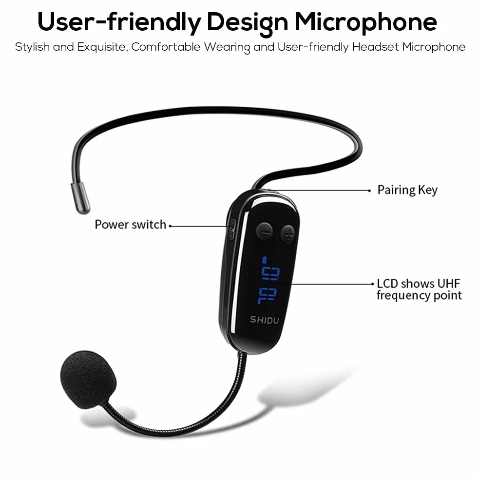 Amplificador de Voz inalámbrico SHIDU S615 Mini Altavoz portátil con micrófono10W Recargable Sistema de megafonía amplificadores Voz micrófonos para Profesores, guías turísticos,Yoga
