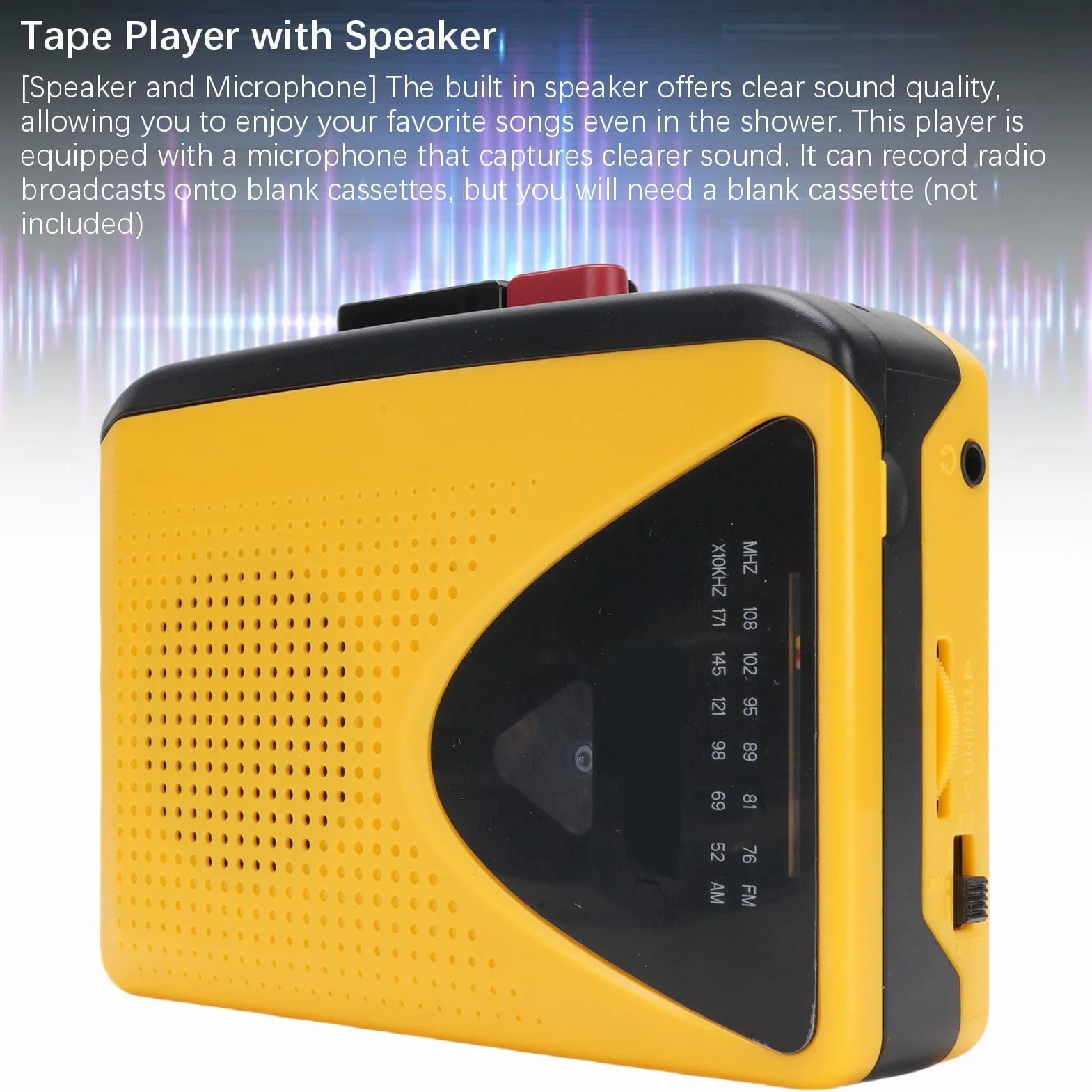 Reproductor de Cassette Portátil con Radio AM/FM, Bluetooth y Grabación Retro