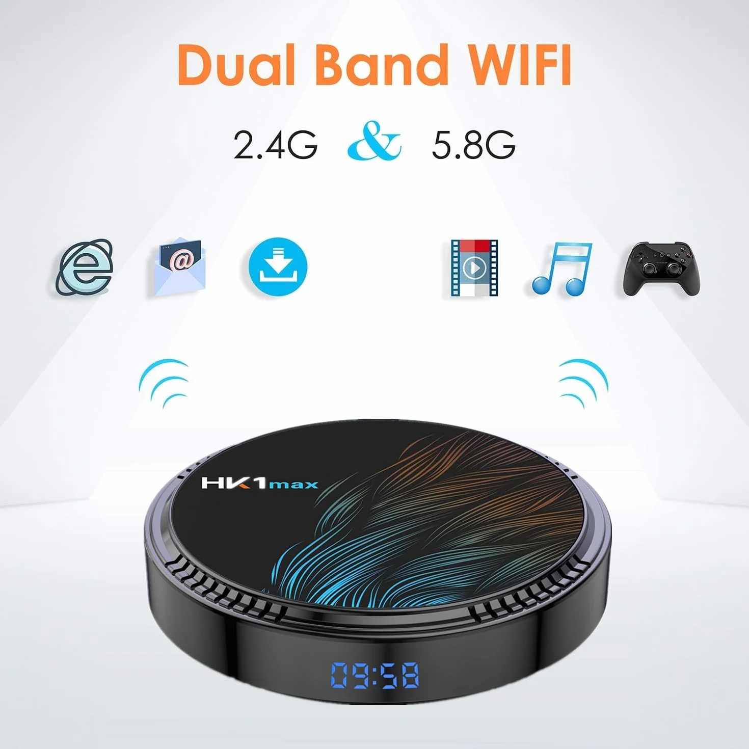 HK1 MAX Android 12.0 TV Box 2GB RAM 16GB ROM Quad Core 64bit Cortex-A53 Dual Wi-Fi BT4.0 4K HDR