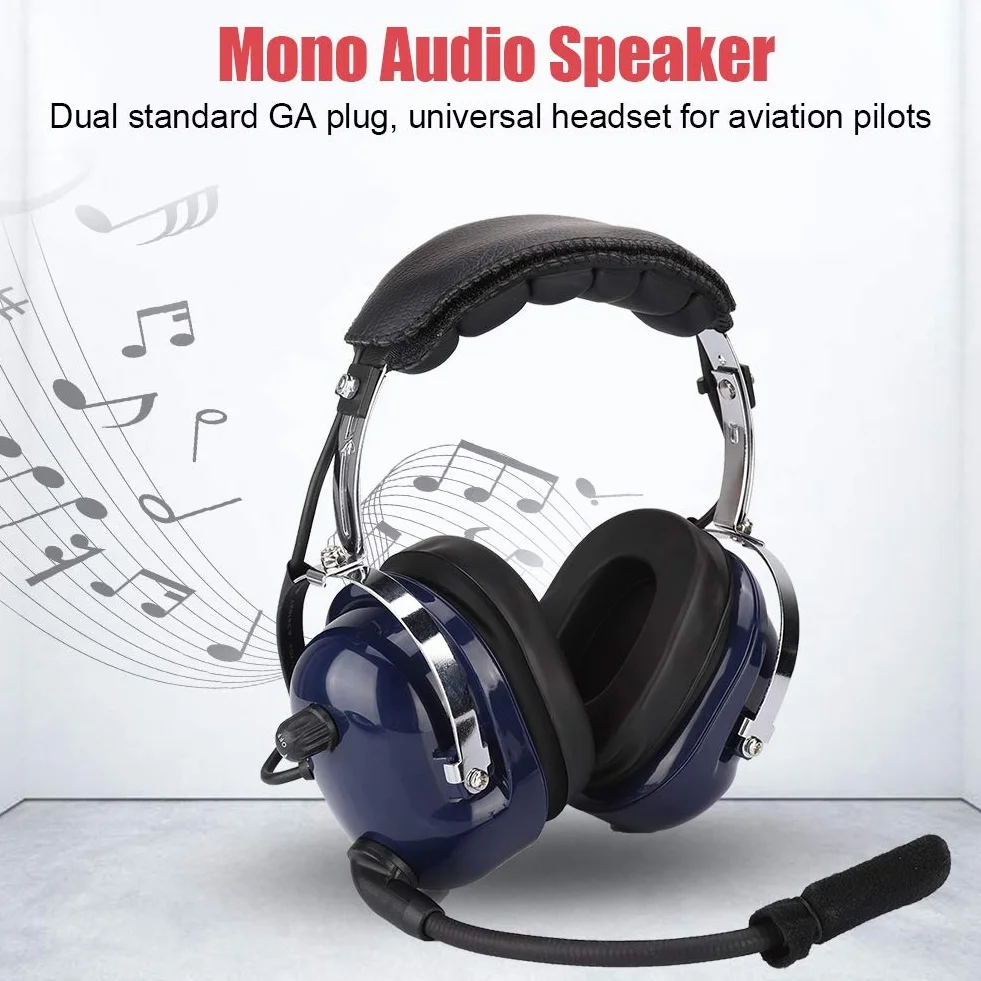 Auriculares de Aviación Auriculares Asa Heil Auriculares de Aviación General, Enchufe Doble para Auriculares de Piloto, Auriculares con Reducción de Ruido de 3,5 Mm para Pilotos