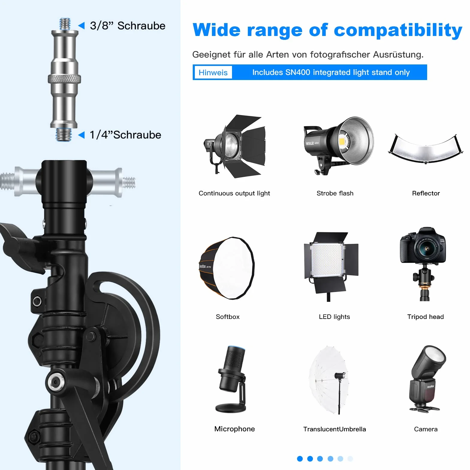 Soonpho 13.2ft/400cm Fotografía Soporte de luz,Soporte de Luz de Aluminio 6.2ft/190cm Boom Brazo y Saco de Arena,aleación de Aluminio Giratorio Soporte de luz para Softbox,reflectores,fotografía