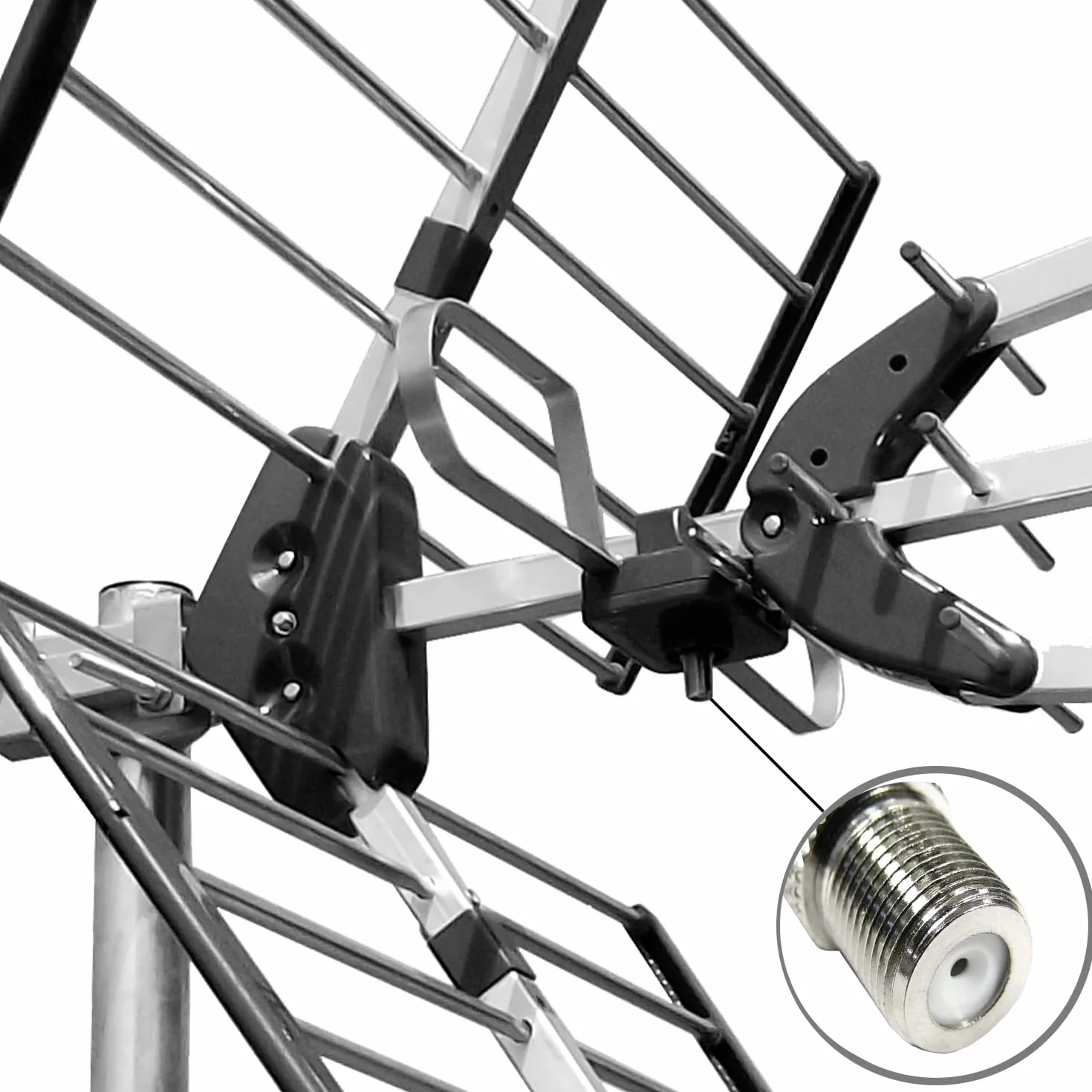 Antena TDT LTE 700 Alta Ganancia Triple Plegable UHF G=15 dB Aluminio 16,5 mm Negro