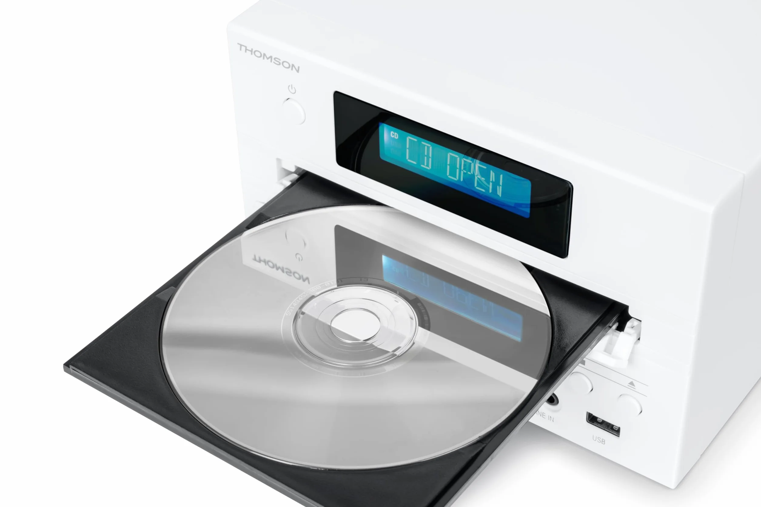 Microchaîne - THOMSON - COSY MIC121BT - Lecteur CD, Bluetooth, Radio FM, MP3, USB - Bois et Blanc