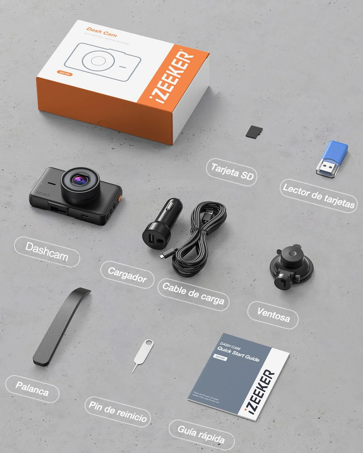 iZEEKER 2.5K Dashcam, Dash CAM Coche 1440P con Tarjeta SD de 32 GB, Camara Coche Grabadora, Pantalla IPS de 3", Visión Nocturna, WDR, Gran 170°, Grabación en Bucle, Sensor G, Modo de Aparcamiento 24H