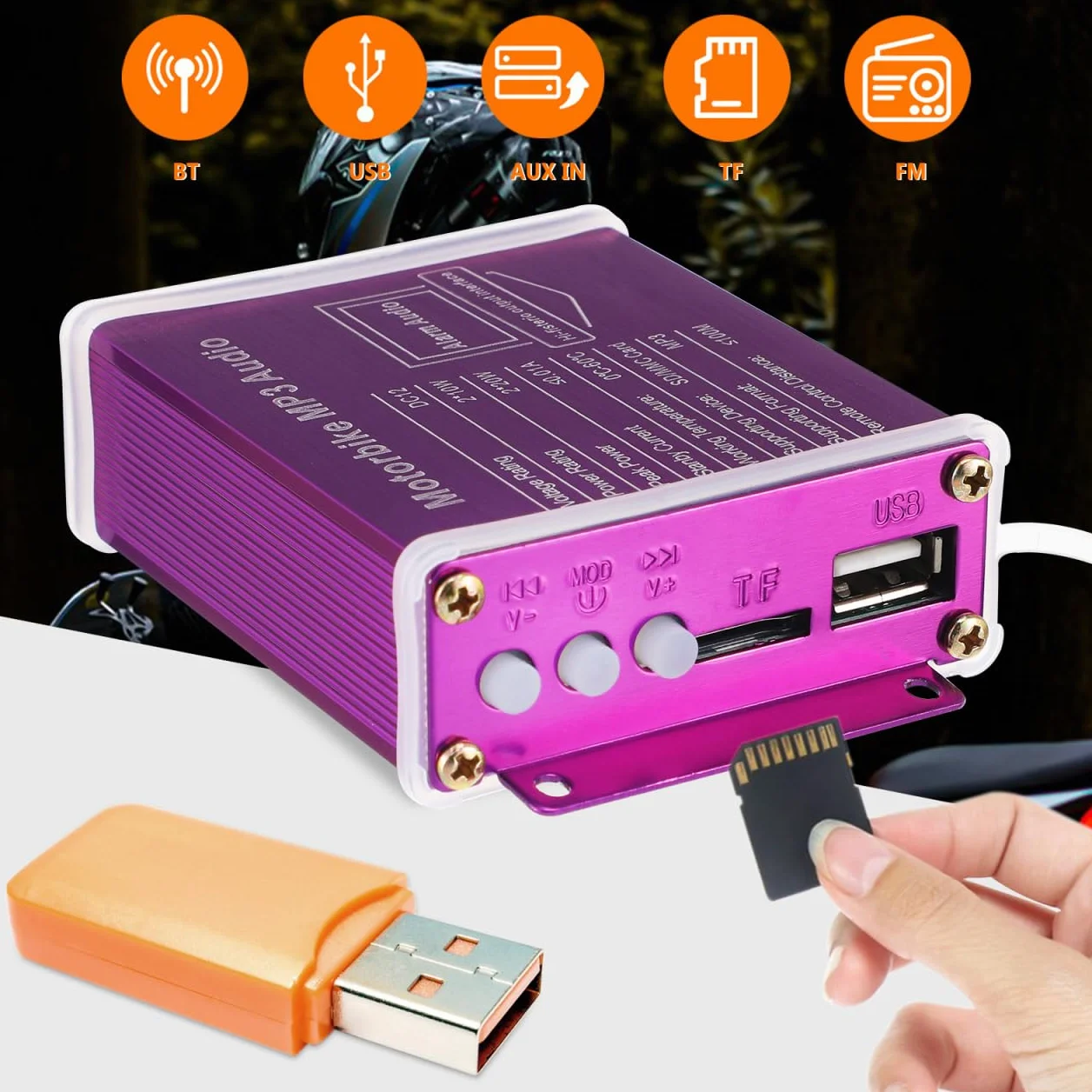 OUNONA Altavoces para motocicleta, amplificador, sistema de sonido de audio, sistema de sonido de radio para motocicleta