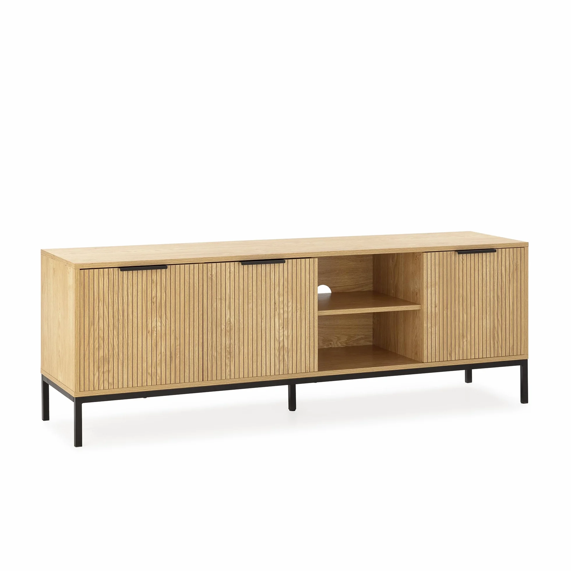 HOMN LIVING Mueble TV Mónica 3 Puertas Color Madera, 160 cm (Ancho) 40 cm (Profundo) 55 cm (Altura)