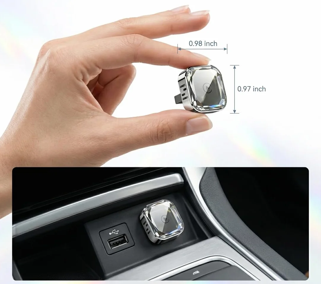 Adaptador CarPlay Inalámbrico 2 en 1 para Android Auto, Convierte Sistema con Cable a Inalámbrico, WiFi 5,8 GHz, Plug and Play, USB A y USB C, iOS 10 o Superior, Android 11 o Superior