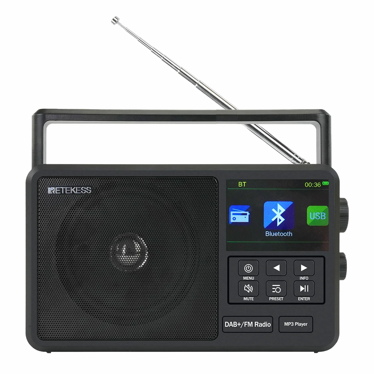 Retekess TR640 Radio por Internet,Radio Digital Dab,Digital FM,Apta para Entusiastas,Silencio con un Solo Toque,Antena Externa,Operación de la Perilla,Personas de Mediana Edad