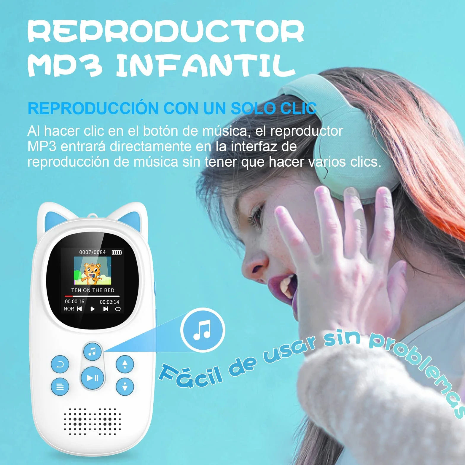 32GB Reproductor MP3 Bluetooth 5.0, Niños Mp3 Reproductor con HiFi Sonido sin Pérdida, Oilsky Portátil Deportivo MP3 Player con 750 mAh, Reproductor de Música con Altavoz HD Integrado, Radio FM