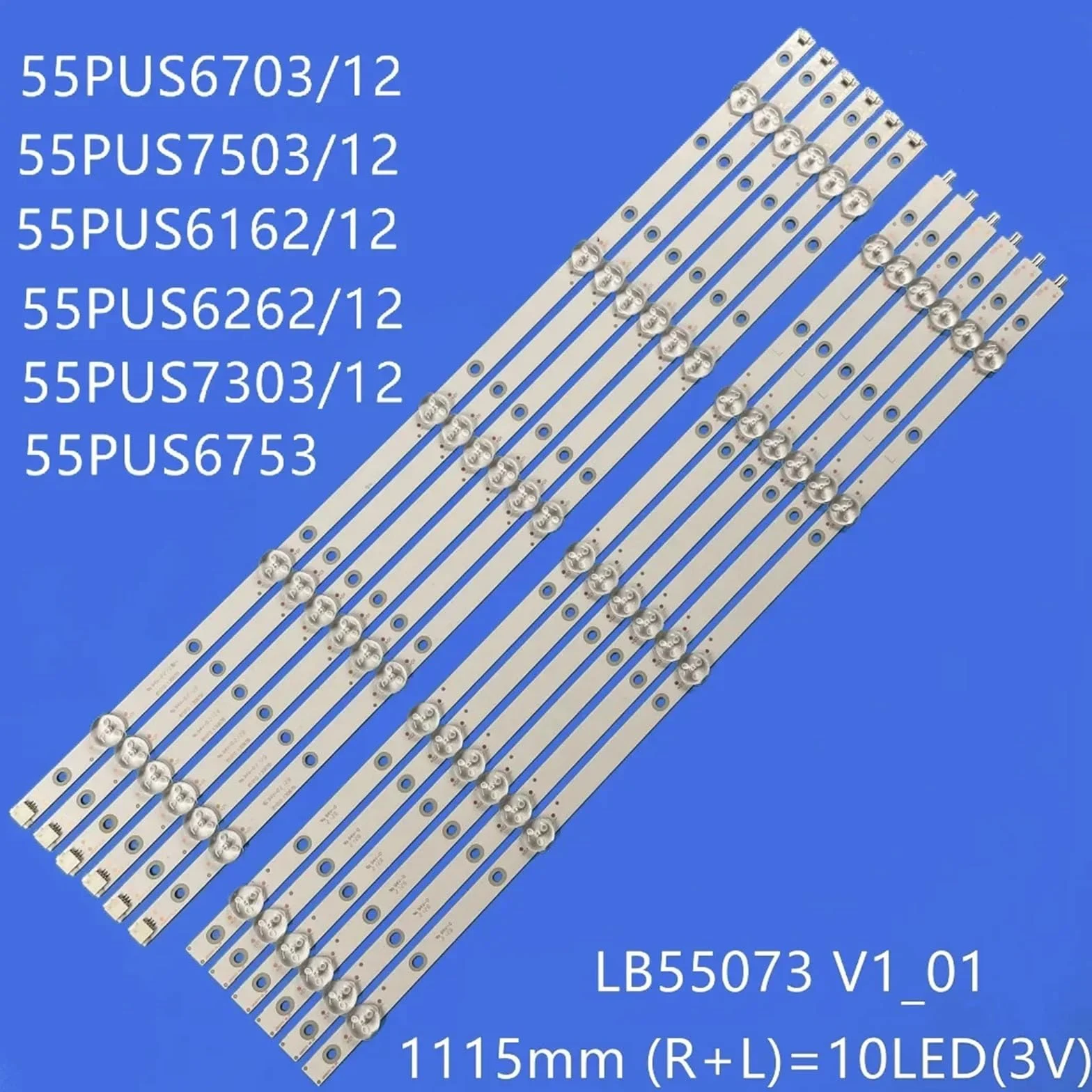 Tira De LED For Iluminación Trasera Compatible for For Philips 55PUS6503 /12 55PUS6412 55PUS7503 55PUS6162 55PUS6262 55PUS6753 55PUS7303 55PUS6703 TPT550U1