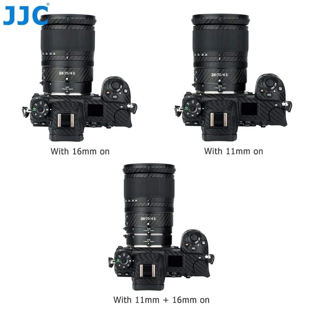 JJC 11mm/16mm Sets Metal Tubo de Extensión TTL Enfoque Automático AF para Nikon Z Mount ZR Z9 Z8 Z7, Z7II, Z6, Z6II, Z5, Z50 Z30 Zf Zfc Cámara Digital y Lentes Z Mount