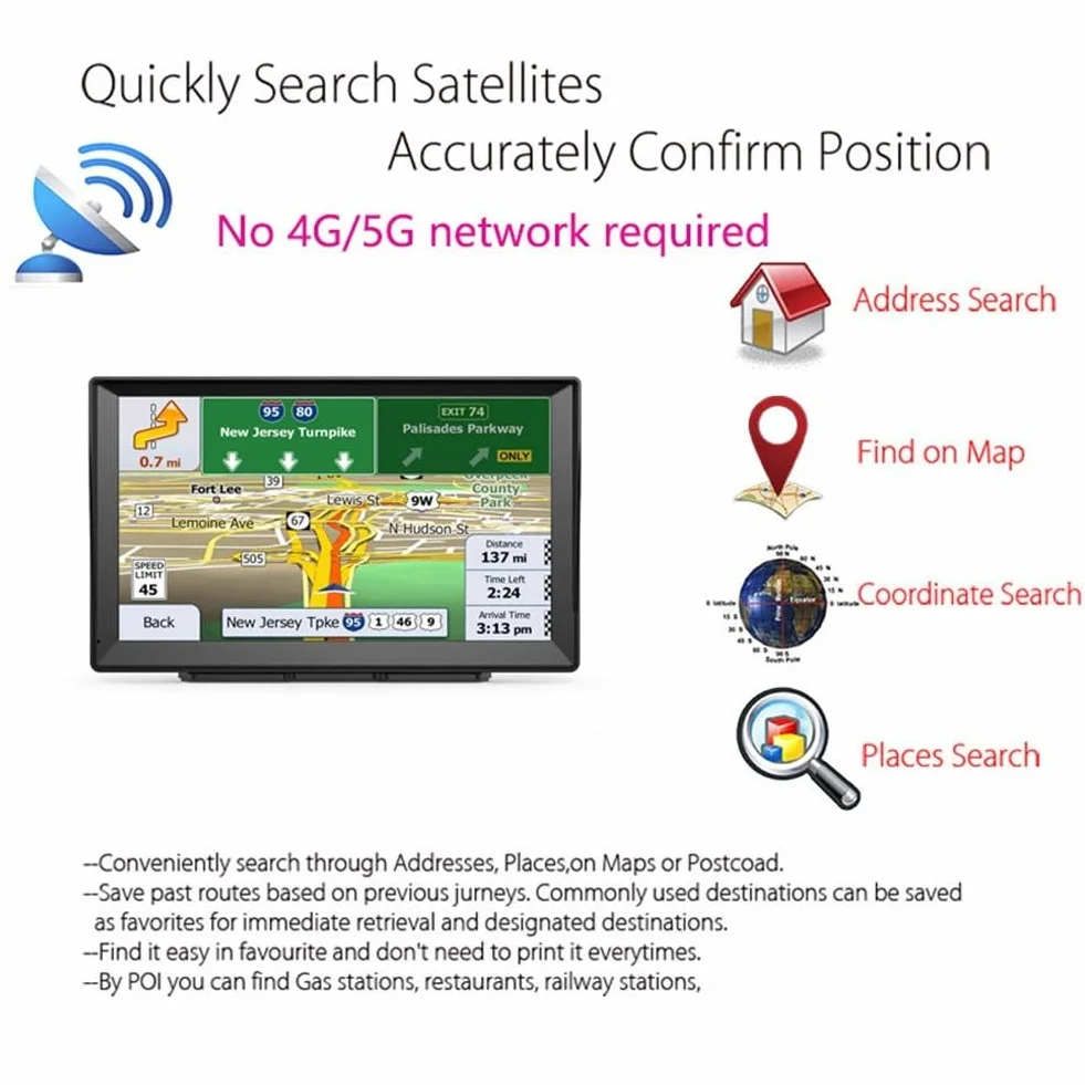 Navegación GPS 9 pulgadas para camión mapa UE Reino Unido 2024 guía de voz cámara velocidad actualización gratuita