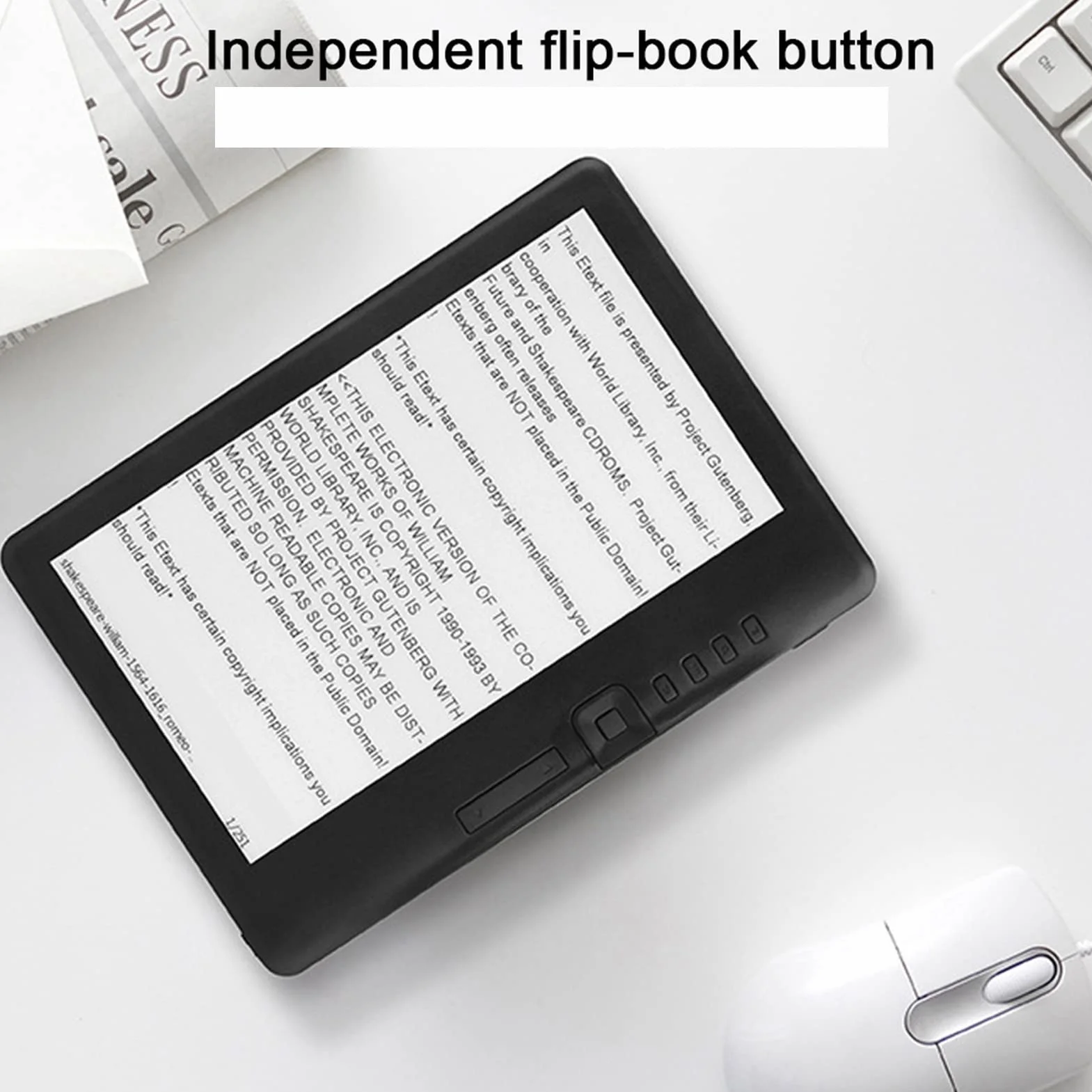 Lector de Libros Electrónicos Resistente al Agua 7 Pulgadas Colorido Plegable con Botón de Libro Compatible con Tarjeta de Memoria