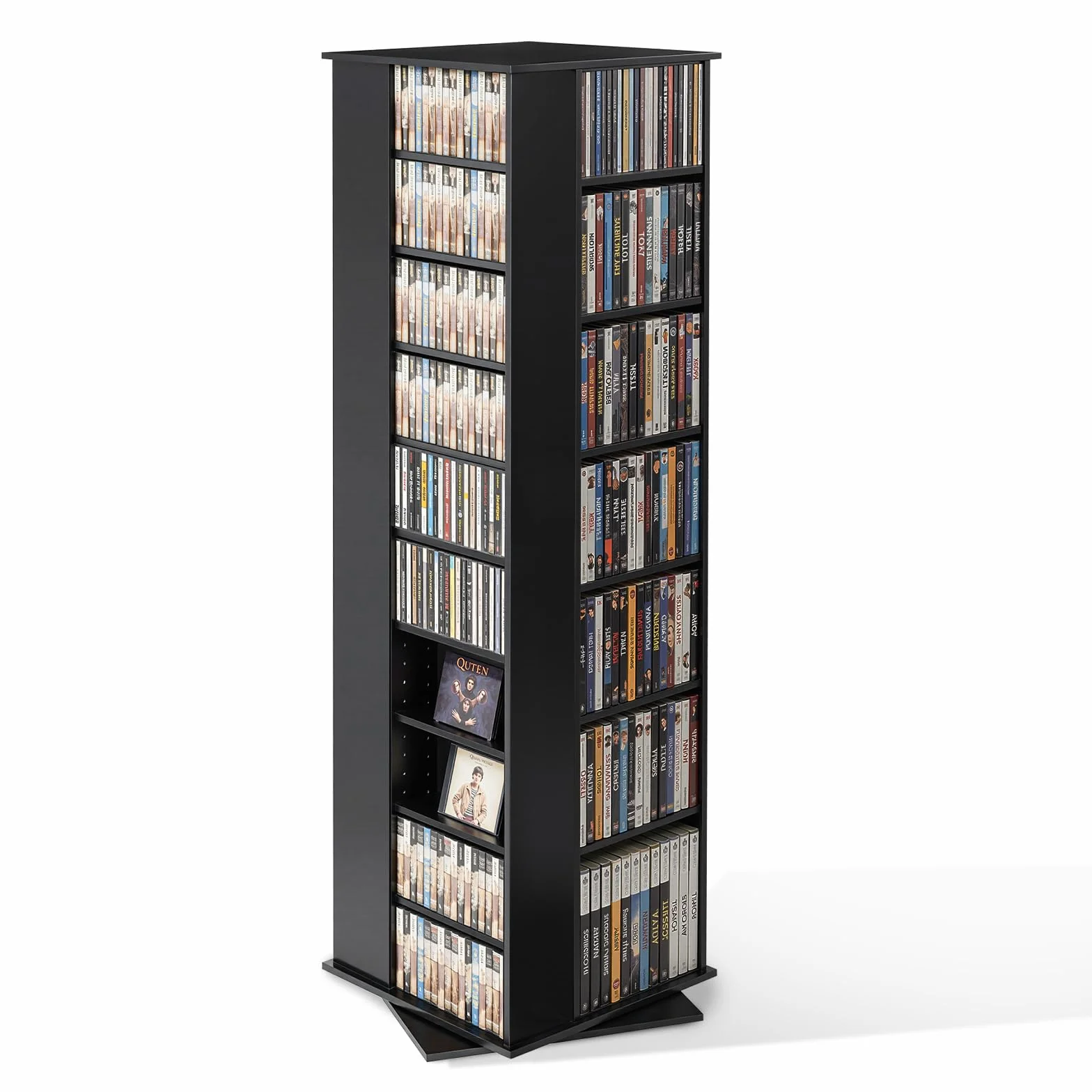 VEVOR Mueble de Almacenamiento Multimedia, Torre para CD, 34 Compartimentos, Giratorio, para CD, DVD, Libros y Discos de Juegos, Ideal para Sala de Estar, Oficina en Casa, Sala de Grabación, Negro