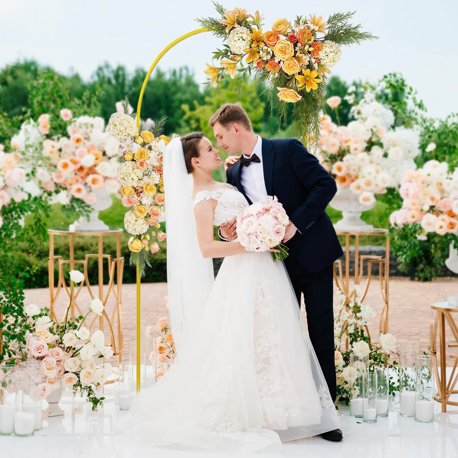 1,8M Soporte para Fondo De Arco De Boda Arco De Globos Metal Dorado Marco De Arcos De Boda para DecoracióN De Bodas Fiestas De CumpleañOs