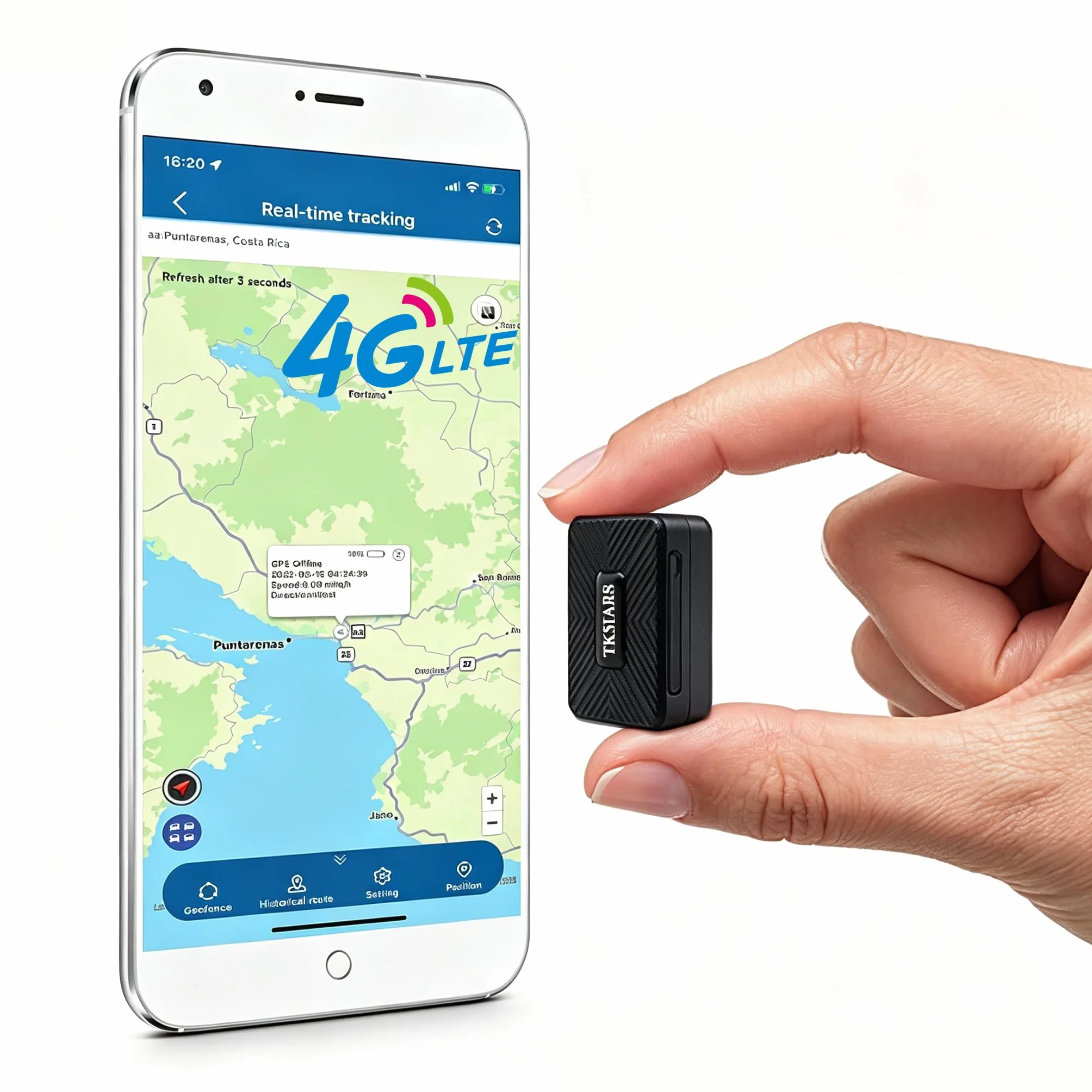 4G Mini Localizador GPS Sin Suscripción con Seguimiento en Vivo Rastreador GPS con 1500mAH Bateria para Coche Moto Bicicleta Niño IP65 Impermeable Imán Mini Tracker Gratis App por Vida 4G TK913