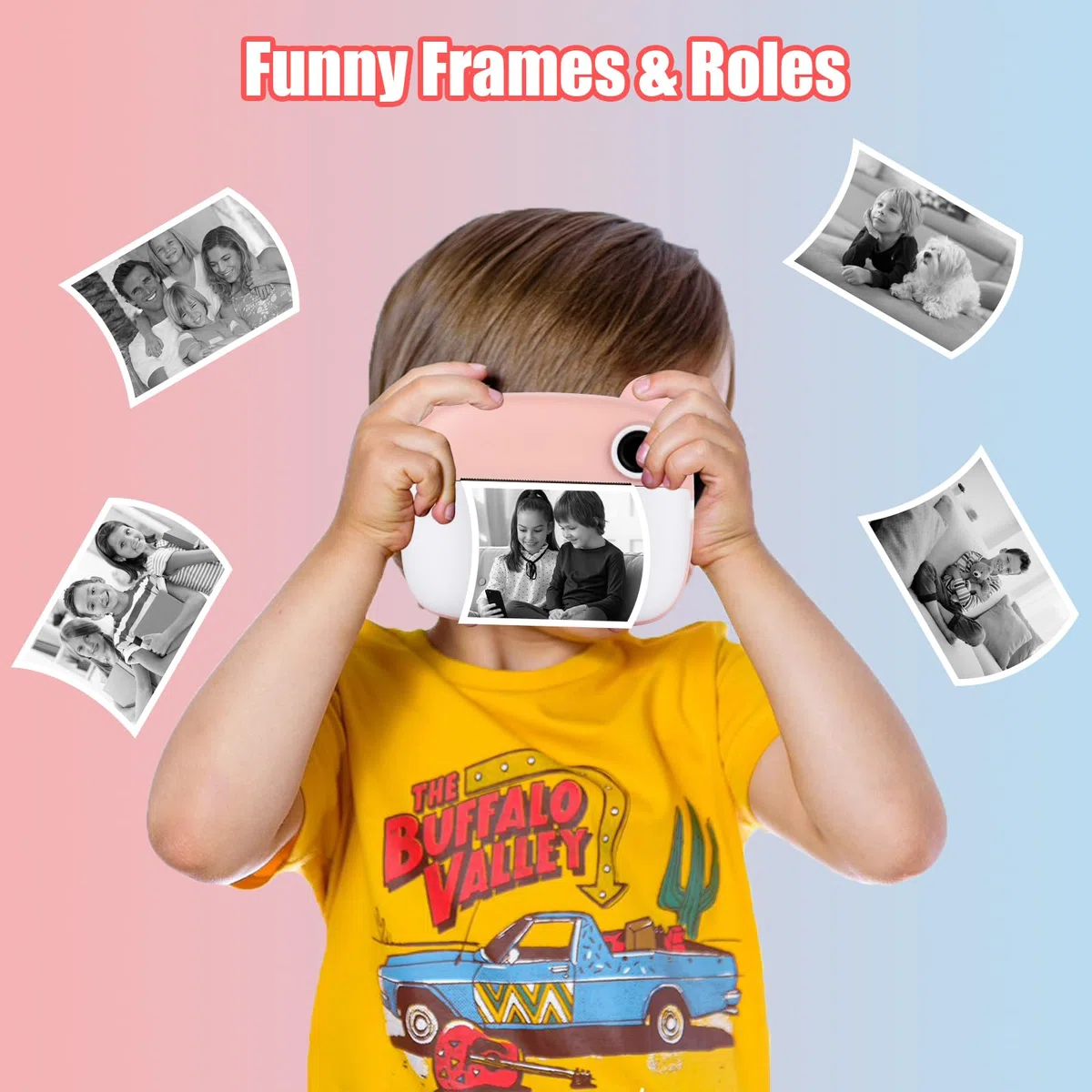 Cámara de fotos infantil, 1080p, cámara instantánea infantil, con tarjeta de 32 GB, papel fotográfico, 3 – 12 años, Navidad, cumpleaños, regalo para niñas y niños (rosa)