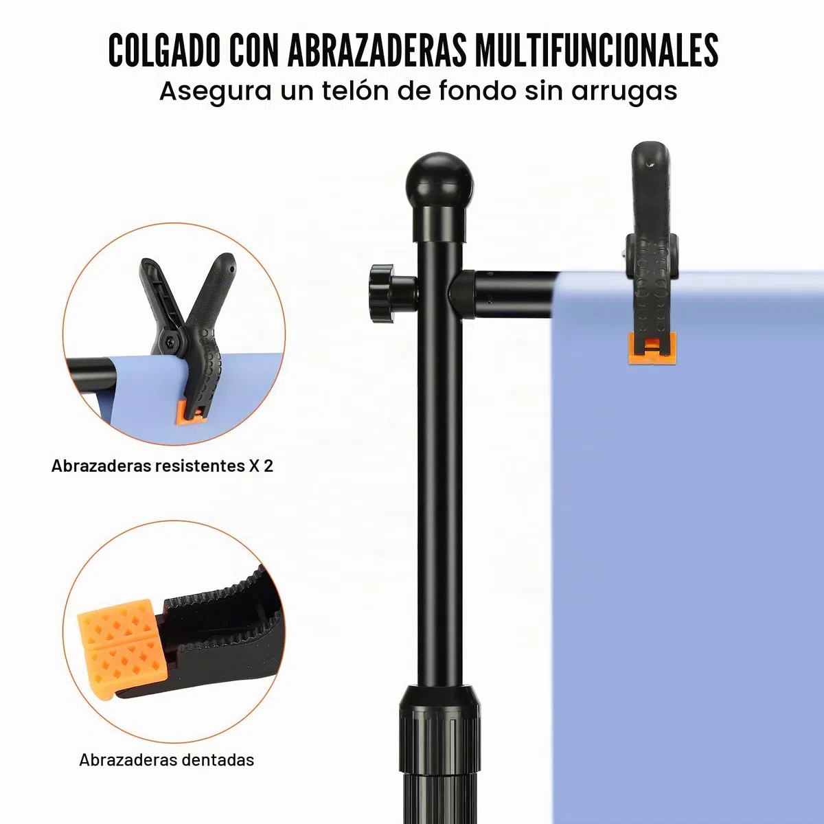 VEVOR Soporte de Fondo Kit de Soporte de Fondo Fotográfico Ajustable de 3048x3048 mm con Base de Acero al Carbono con 6 Abrazaderas Bolsa de Transporte para Estudio de Fotografía, Exposición, Boda