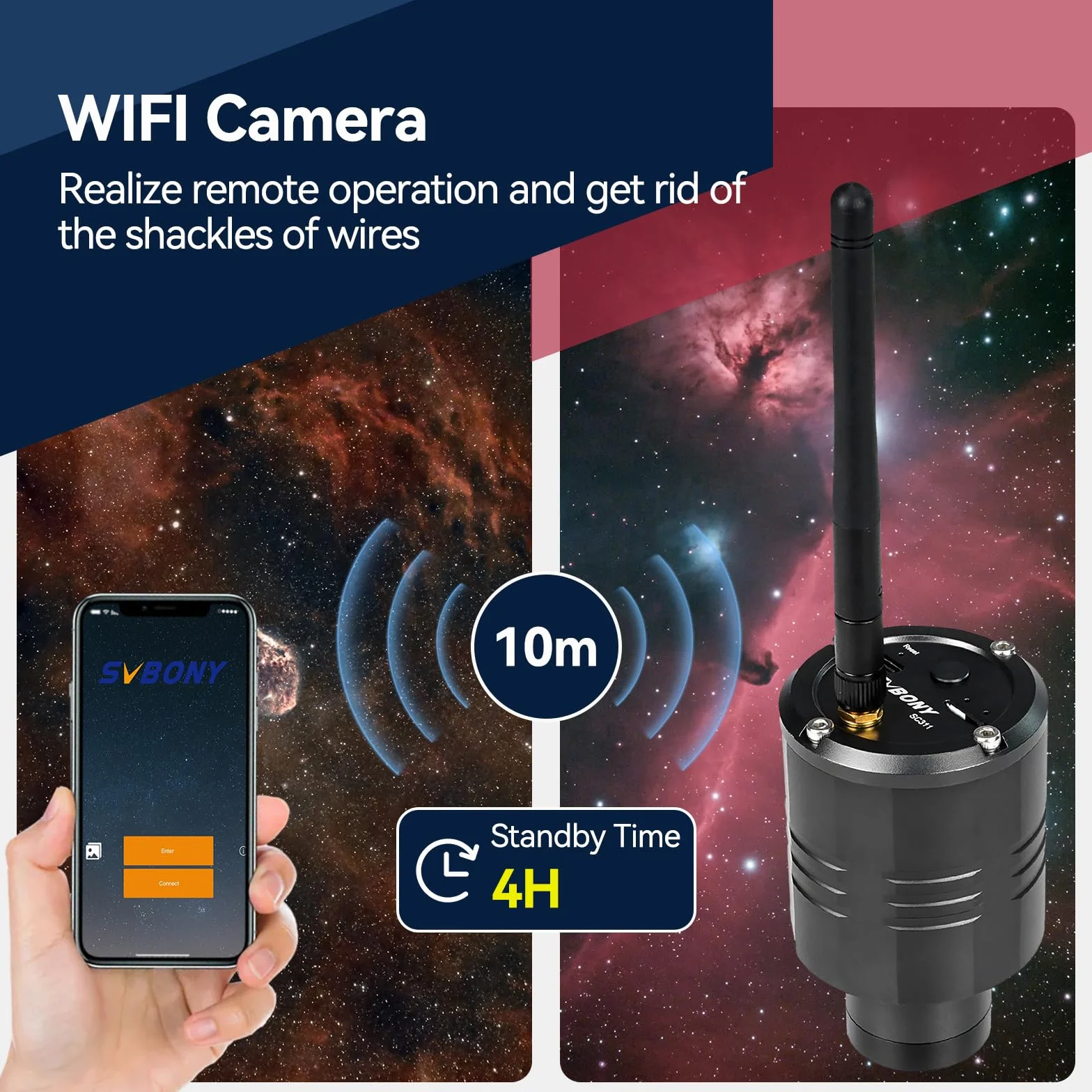Svbony SC311 Telescopio WiFi Cámara Astronómica, Conexión WiFi de 4 Puntos Ocular Electrónico con Sensor CMOS IMX662, Ocular del Telescopio con Tarjeta TF de 32GB para EAA y Fotografía Planetaria