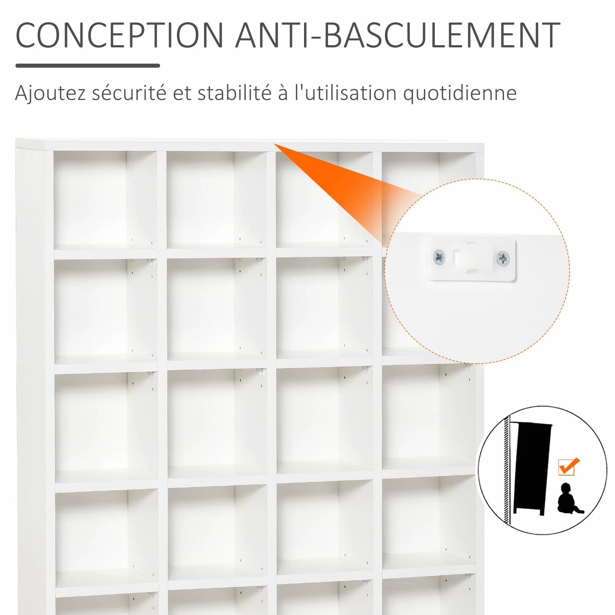 HOMCOM - Almacenamiento para CD y DVD, mueble de almacenamiento multimedia con 24 compartimentos, capacidad máx. 456 CD/ 336 DVD, estantería de madera con estantes ajustables, 89 x 20 x 130,5 cm