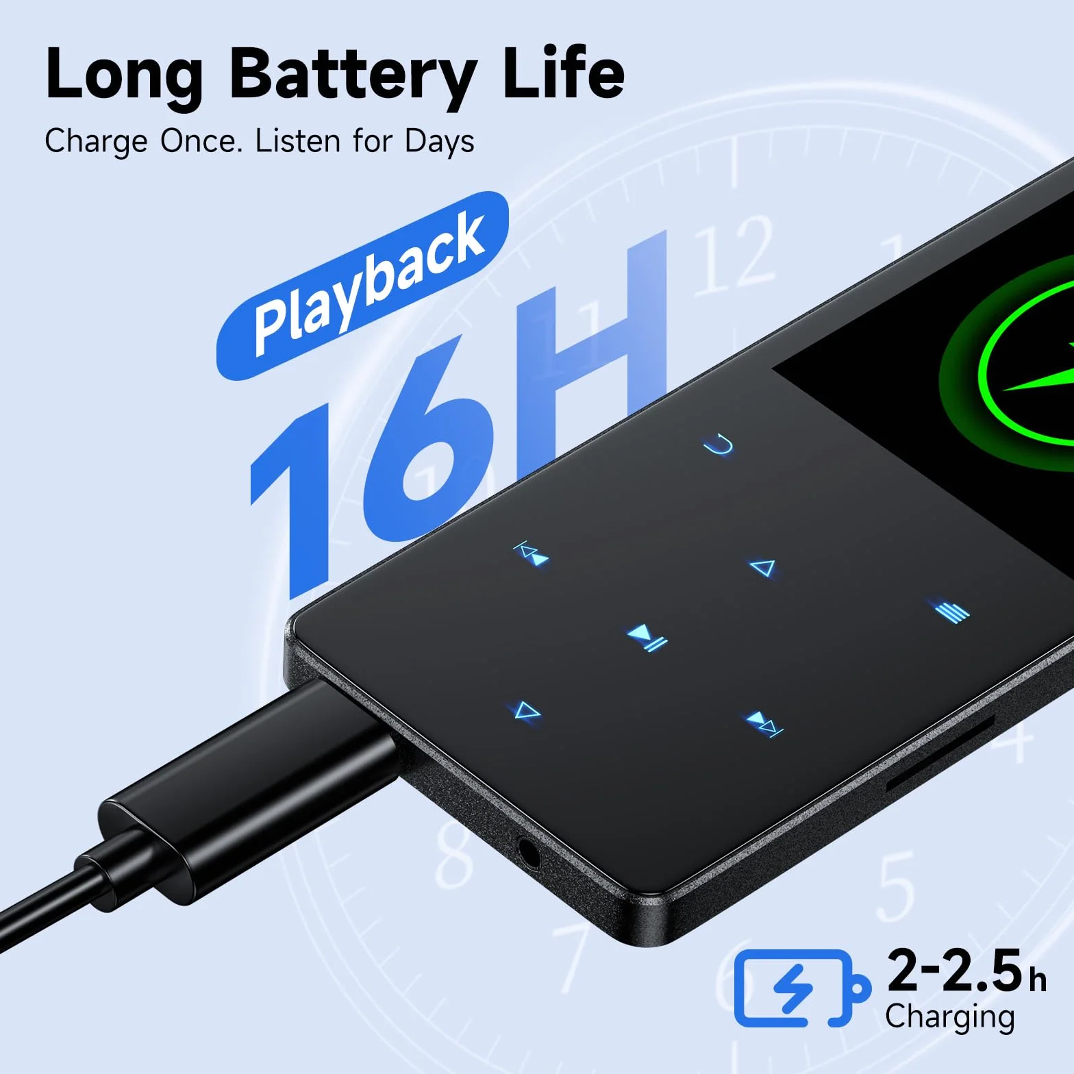 Reproductor MP3 de 64 GB con Bluetooth 5.3, Reproductor de música portátil con Altavoz Integrado, Lector de Audio Digital para Deportes con Dictado, Radio FM, Compatible con Tarjetas de Memoria de