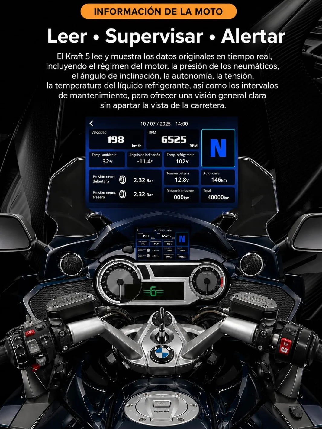 Kraft 5 Pantalla CarPlay BMW RT/K16 Android Auto Plug & Play