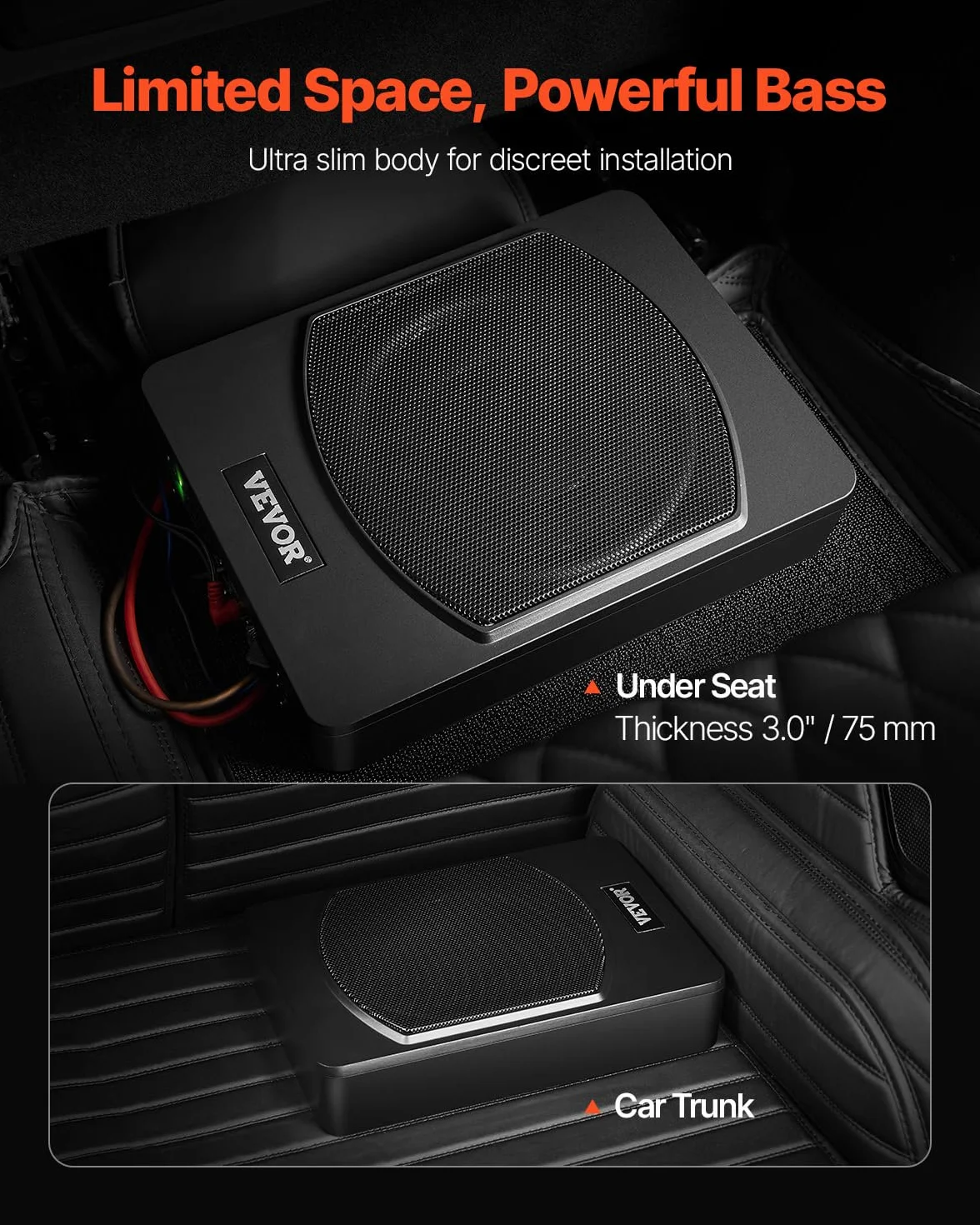 VEVOR Subwoofer 254 mm 800 W Altavoz Amplificador Incorporado Control Remoto