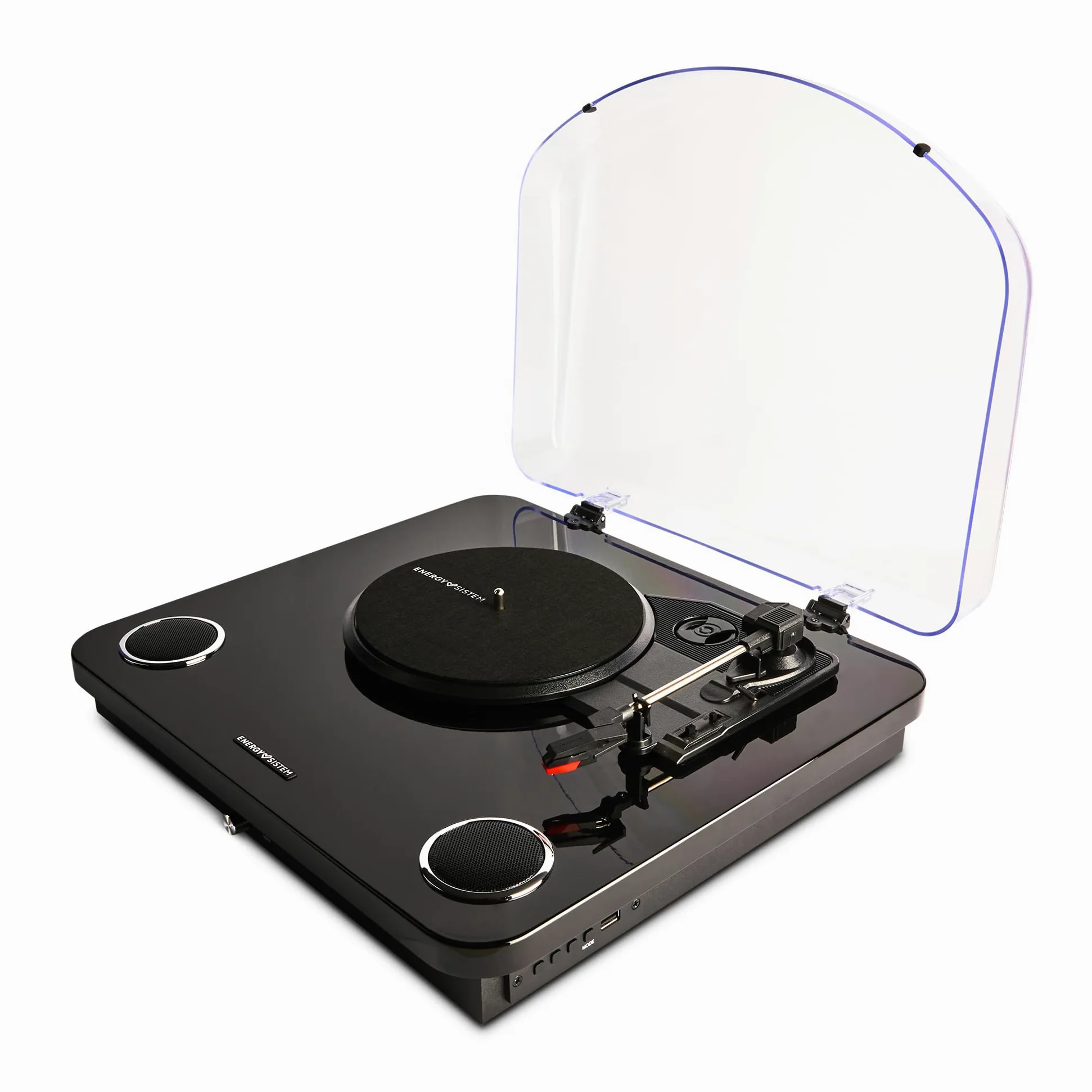 Energy Sistem BlackSpin Tocadiscos Vinilo Bluetooth con Altavoces Integrados para Escuchar Musica 10W out USB para Digitalizar Vinilos RCA 33/45/78 RPM Auto-Stop Gira Discos Traccion por Correa Black