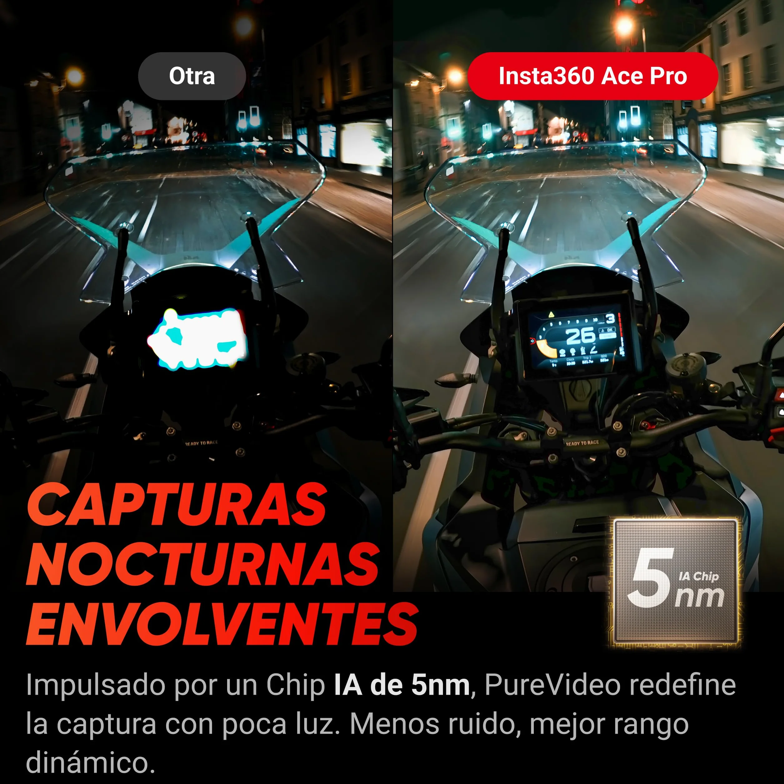 Insta360 Ace Pro: Cámara de acción Impermeable diseñada con Leica, Sensor Insignia de 1/1,3", reducción de Ruido IA Imagen máxima, 4K a 120fps, Pantalla abatible 2,4" y Funciones de IA