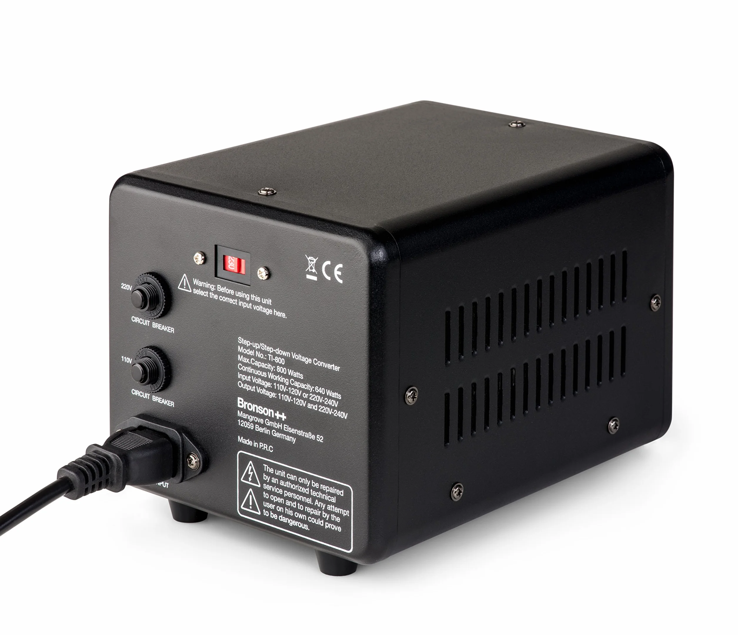 Bronson++ TI 800 - Transformador de 110 voltios convertidor USA Toroidal 800 vatios – Entrada/Salida 220 V/110 V reversible Bronson 800 W