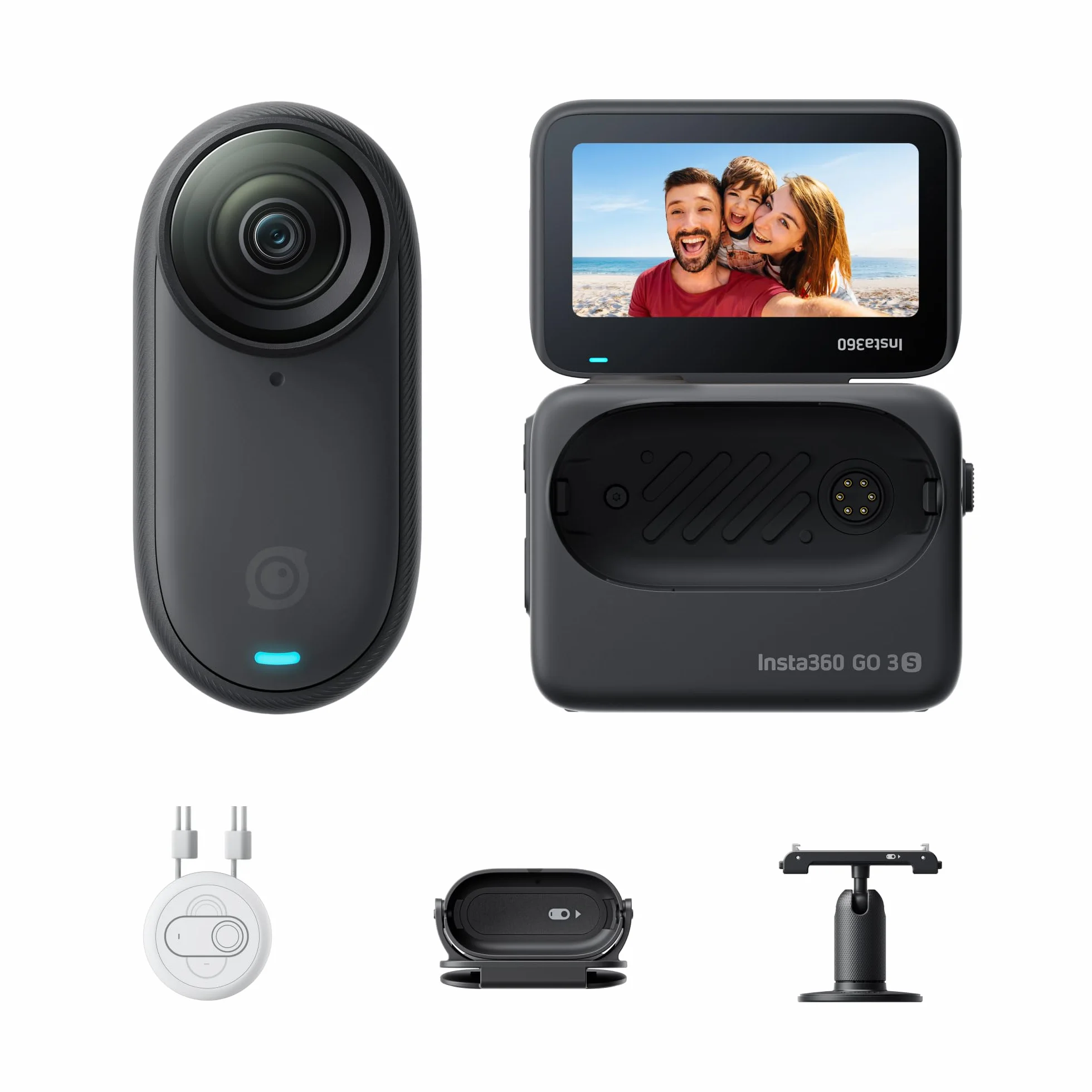 Insta360 GO 3S Negro 128GB Cámara Vlogging 4K POV Manos Libres Impermeable 10M 140 Min Batería