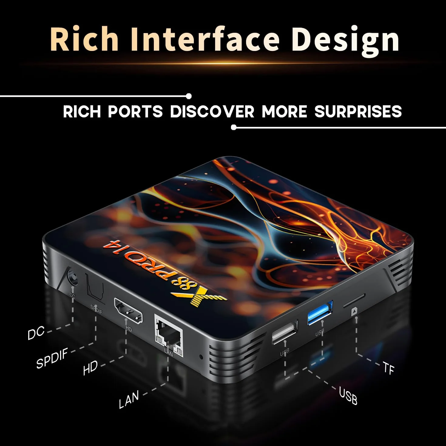 Android 14.0 TV Box 4K 2GB RAM 16GB ROM RK3518 Quad-Core 64bit Cortex-A53 Mali 450 MP2 Bluetooth 5.0 Wi-Fi de Doble Banda