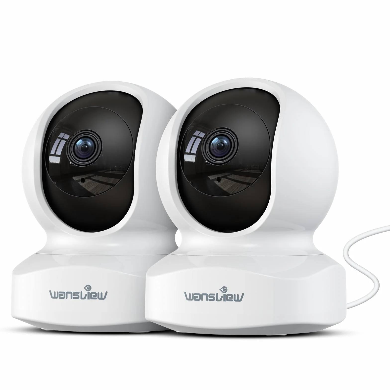 wansview 2K Camara Vigilancia WiFi Interior - 2Pack Camaras Vigilancia Domicilio WiFi 360° para Perros, Seguimiento del Movimiento, Detección de Humano, Grabación Continua, Audio Bidireccional