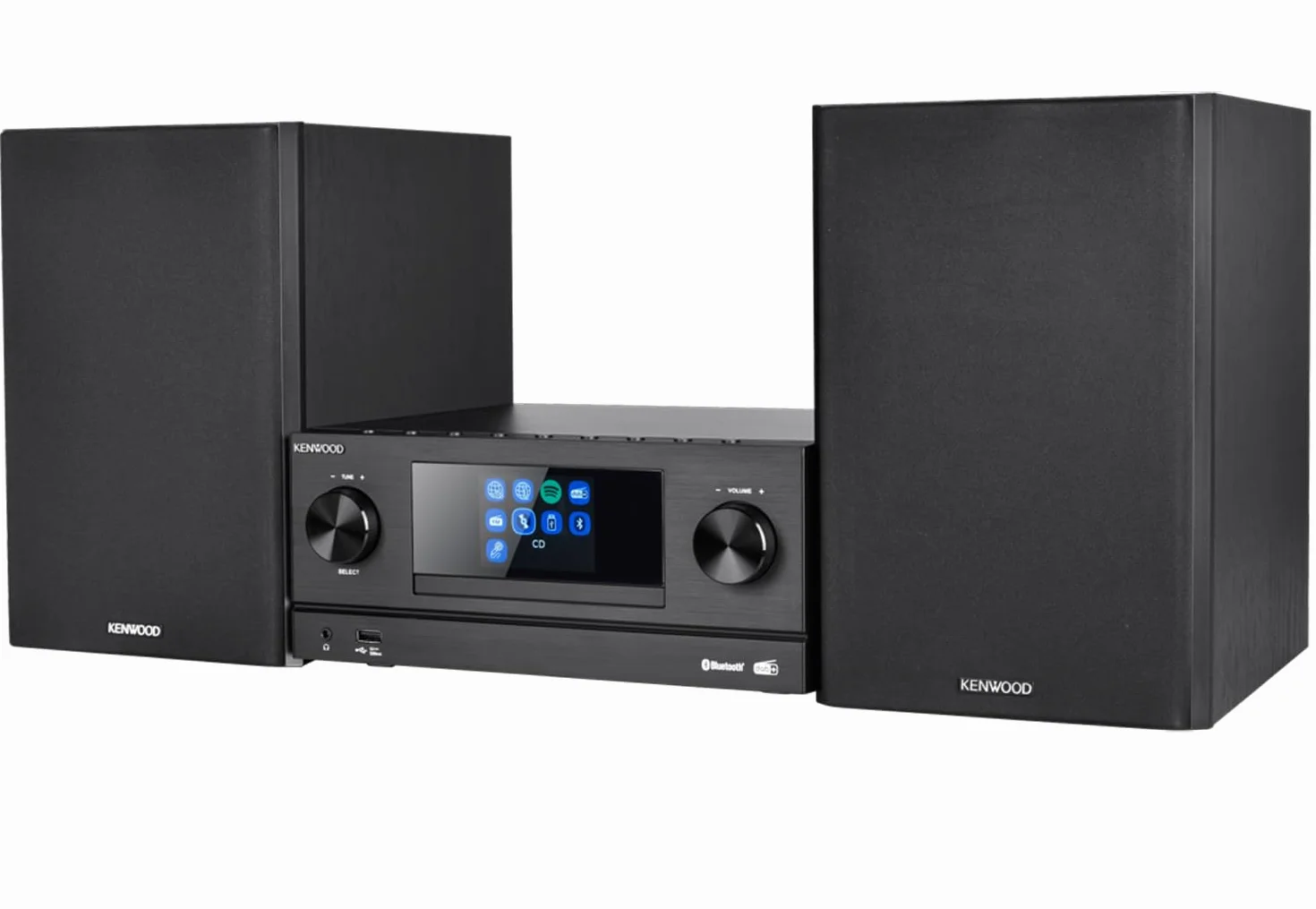 Kenwood M-9000S-B - Micro Sistema Hi-Fi con CD, Dab +, Radio por Internet, Spotify, FM, Bluetooth, USB y Gran Pantalla a Color TFT