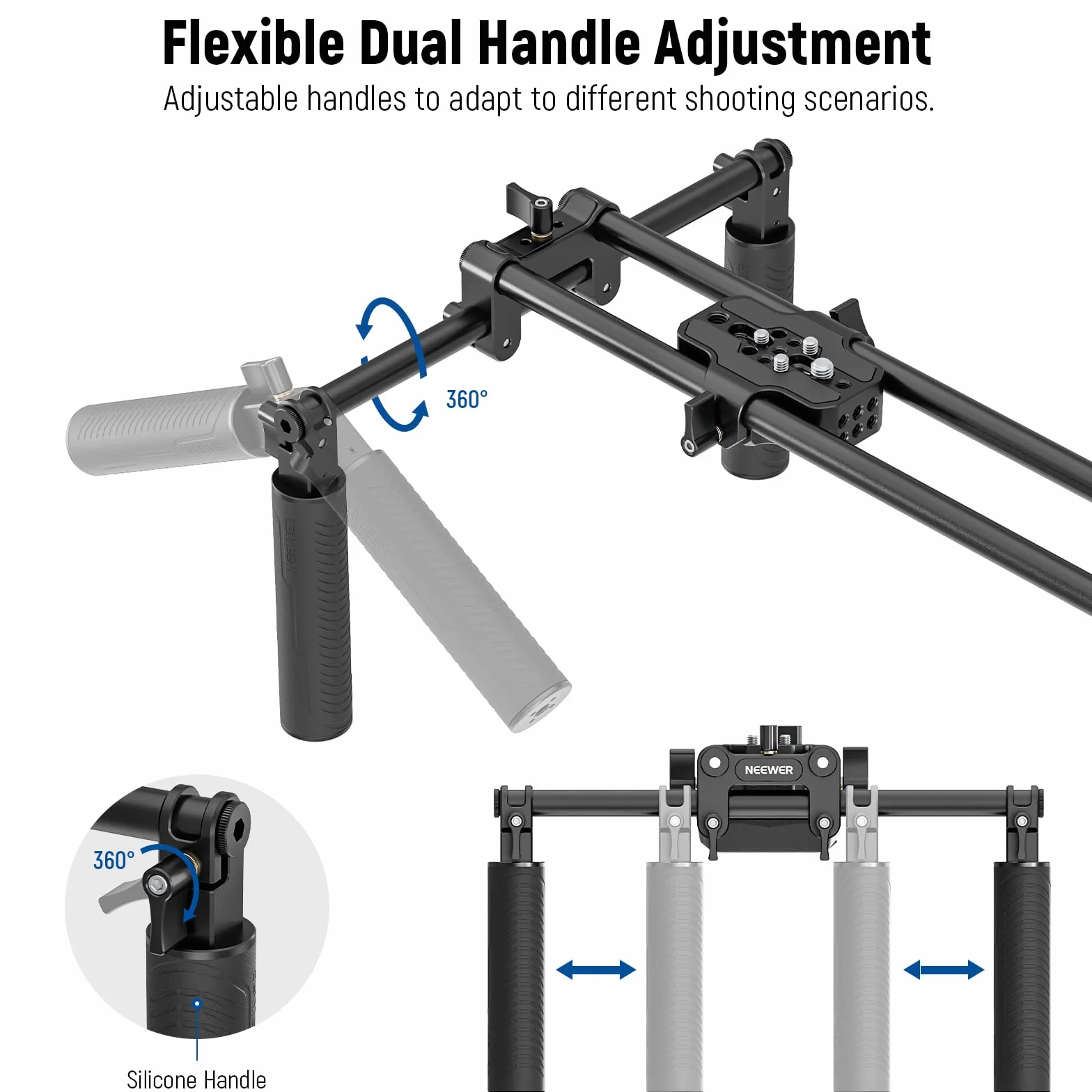 NEEWER Kit de Plataforma de Hombro Universal,Estabilizador con Sistema de Soporte de Barra de 15mm Extendido de 40cm para DSLR Filmación,Compatible con SmallRig Follow Focus/Soporte/Caja Mate,SR004