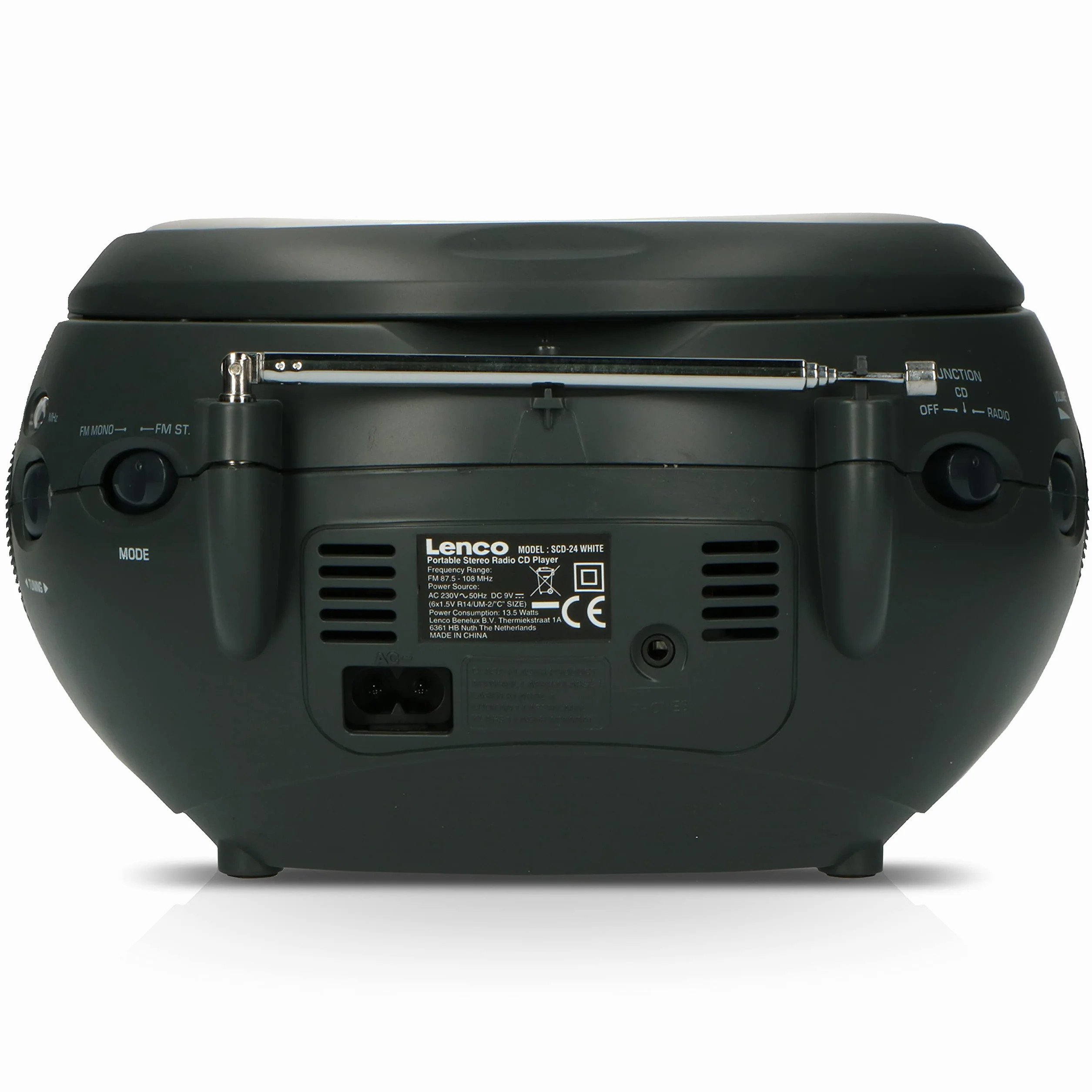 Lenco SCD-24 SCD24 - Reproductor de CD para niños - Radio CD - Sistema estéreo - Boombox - Sintonizador de radio FM - Memoria de pista - 2 x 1,5 W RMS de alimentación - Funciona con red y pilas - Blanco