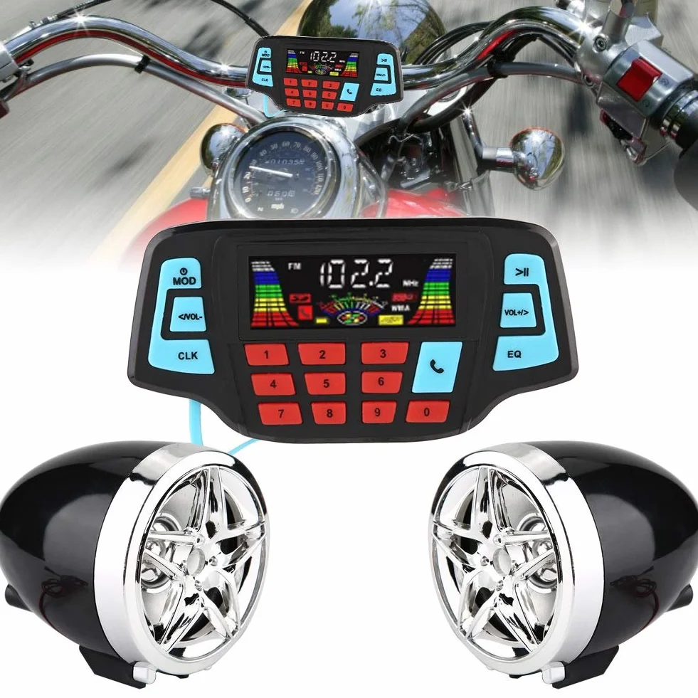Tbest Motorcycle MP3 Player Waterproof Bluetooth Stereo Speaker USB TF Card
