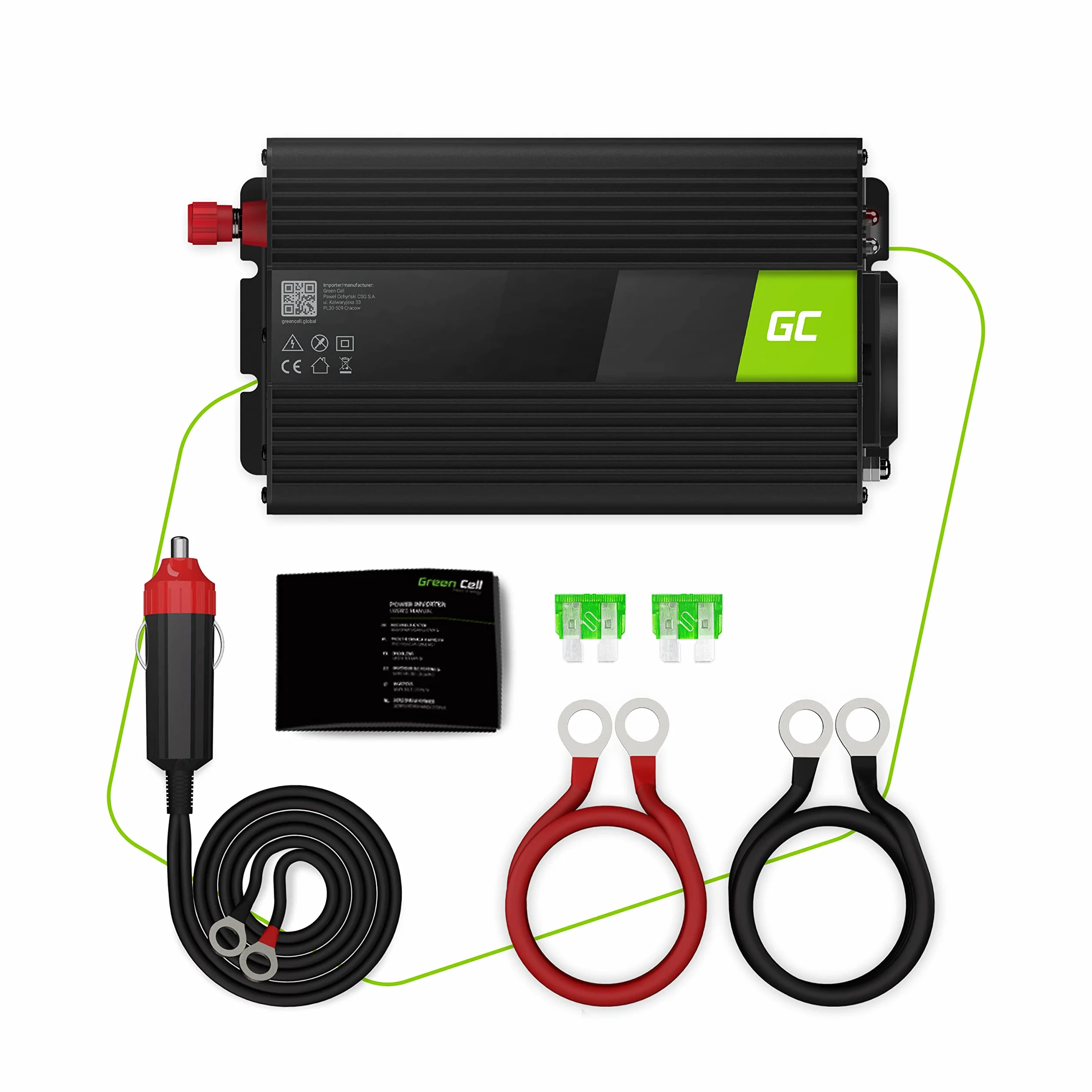 Green Cell 300W/600W 12V a 220V/230V Inversor de Corriente Onda Sinusoidal Modificada DC AC Power Inverter para Coche Camión con Puerto USB