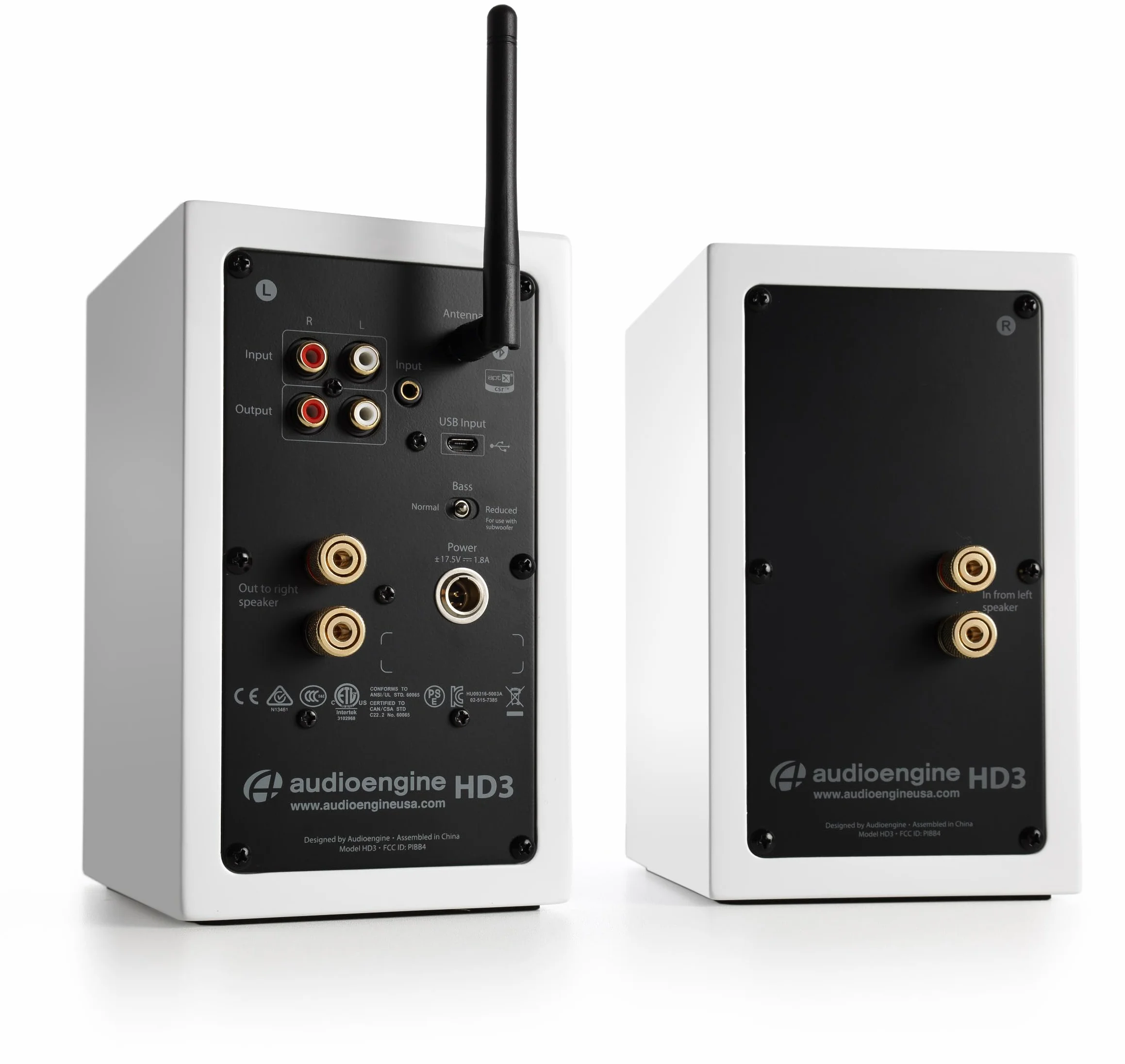 Audioengine HD3 60W Enceintes de Bureau Bluetooth aptX HD DAC 24 bits USB Blanc